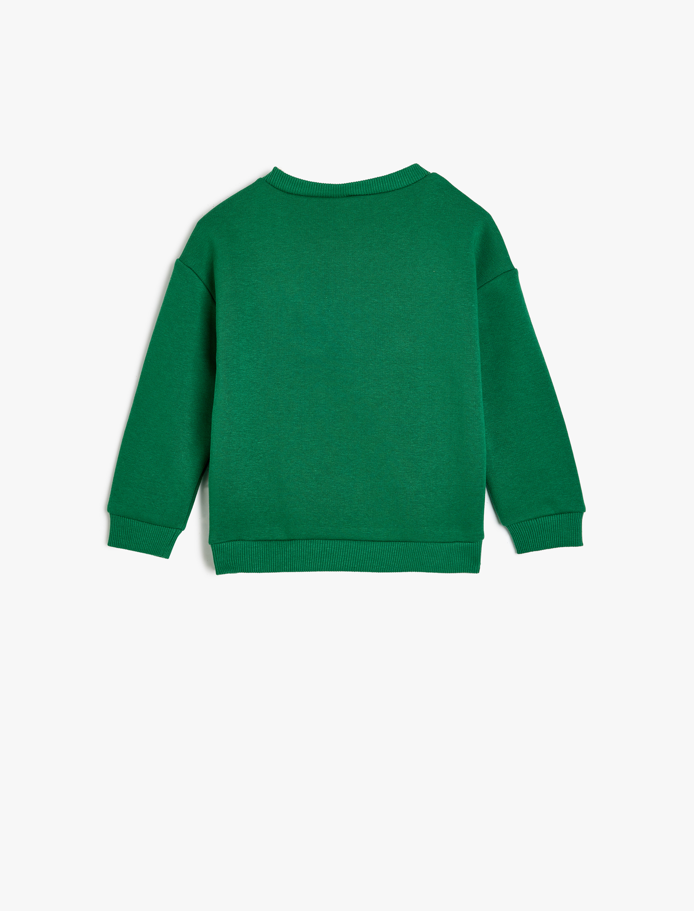  Erkek Bebek Sweatshirt Geyik Aplike Detaylı Uzun Kollu Bisiklet Yaka Şardonlu