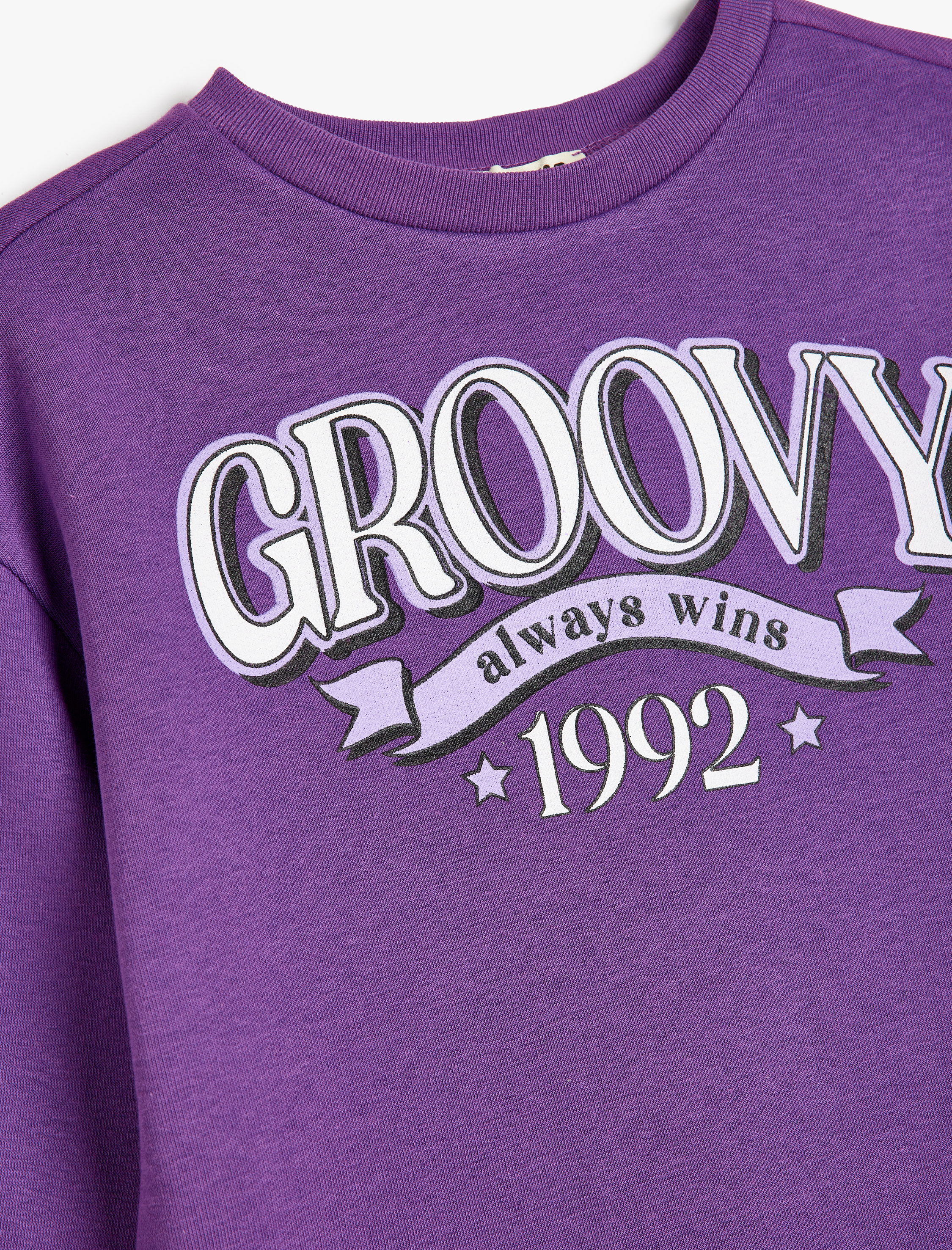 Kız Çocuk Sweatshirt Slogan Baskılı Uzun Kollu Bisiklet Yaka Pamuklu Şardonlu