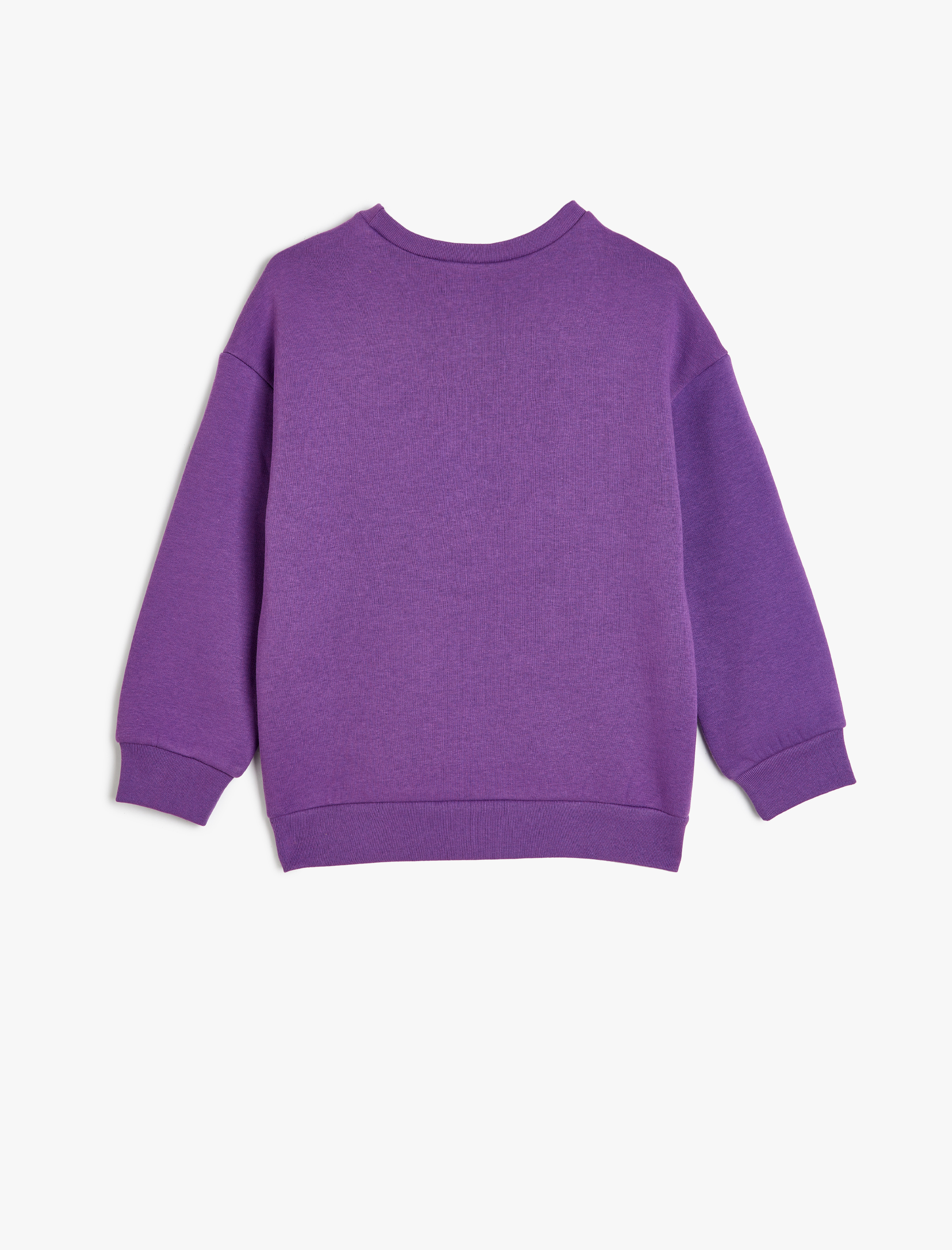 Kız Çocuk Sweatshirt Slogan Baskılı Uzun Kollu Bisiklet Yaka Pamuklu Şardonlu