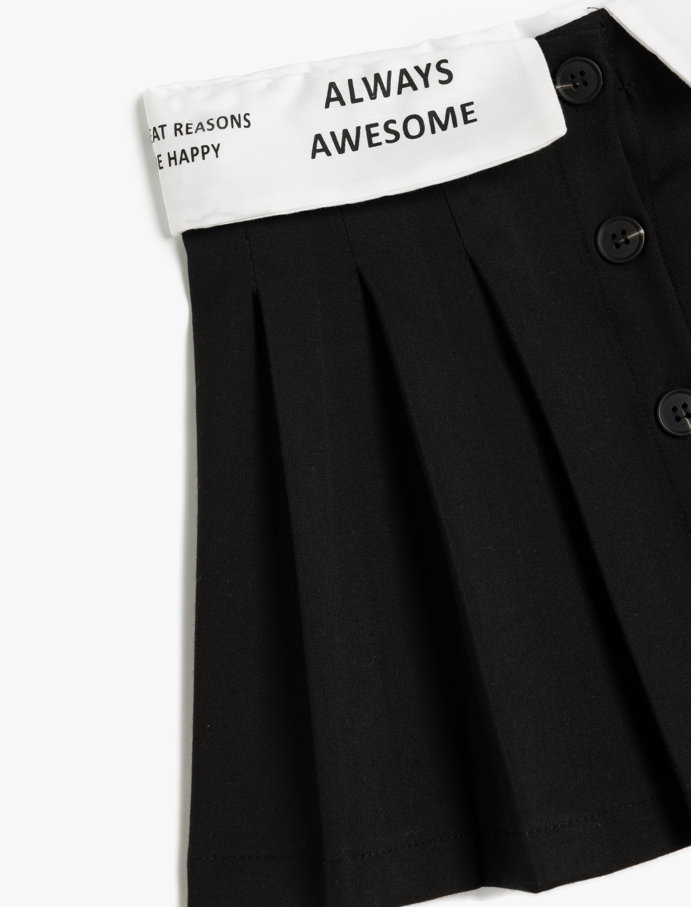 Kız Çocuk Pileli Etek Düğme Detaylı Beli Aplike Detaylı