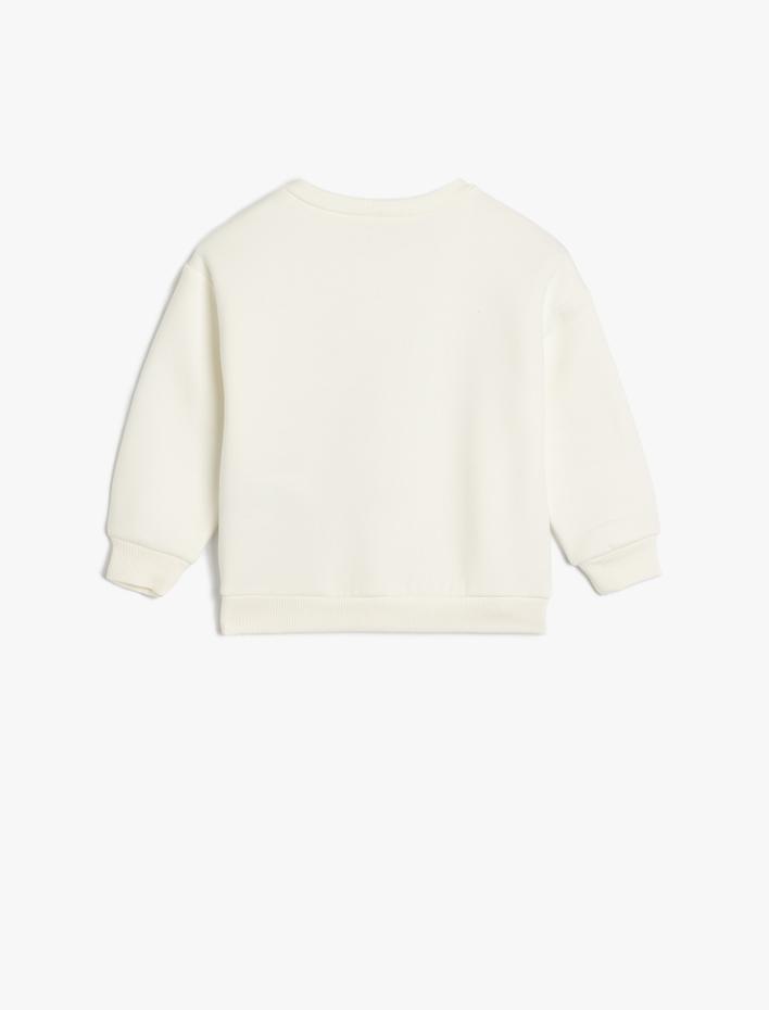 Erkek Bebek Bisiklet Yaka Uzun Kollu Geyik Baskılı Şardonlu Pamuklu Sweatshirt