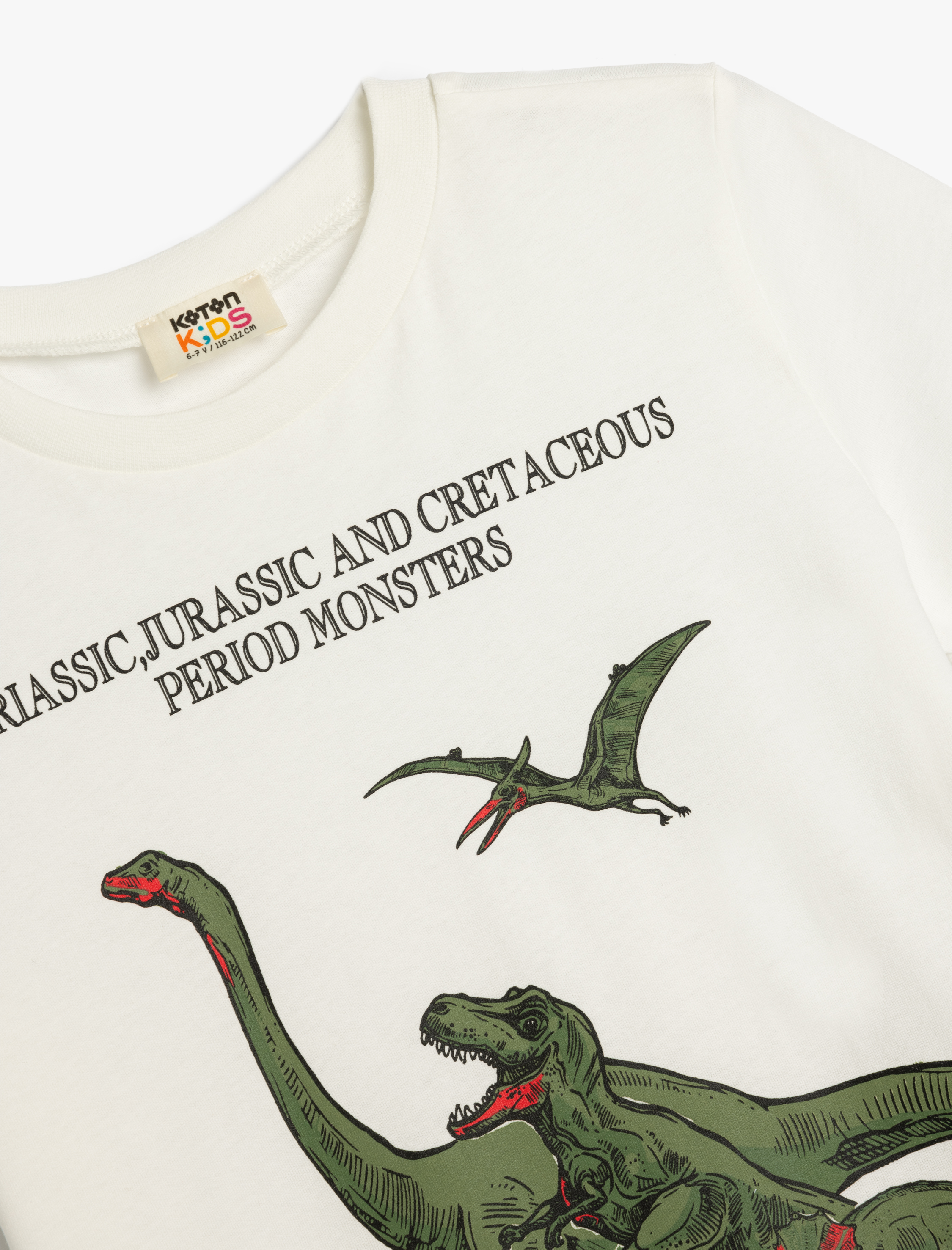  Erkek Çocuk Dinozorlu Tişört Kısa Kollu Bisiklet Yaka Pamuklu