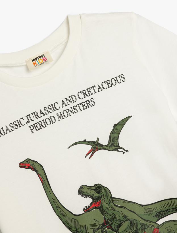 Dinozorlu Tişört Kısa Kollu Bisiklet Yaka Pamuklu_2