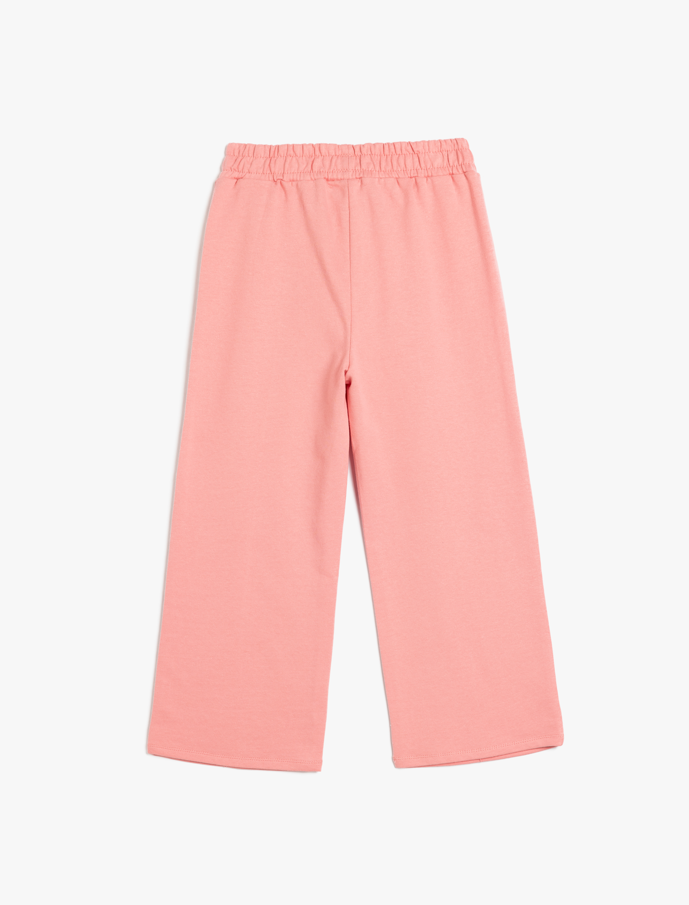  Kız Çocuk Basic Bol Paça Pantolon Pamuklu Beli Lastikli Şardonlu