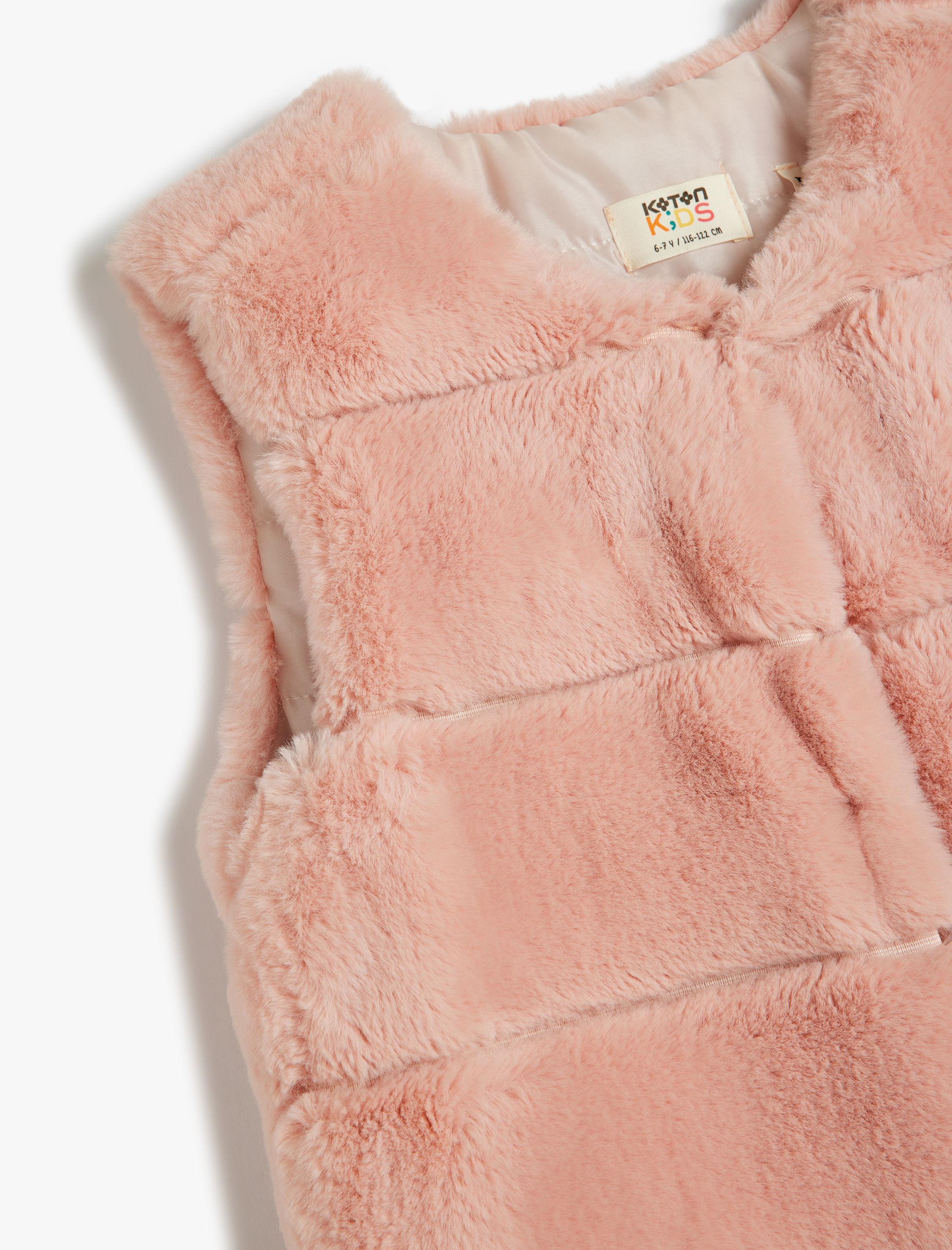 Kız Çocuk Peluş Yelek Yuvarlak Yaka Kolsuz