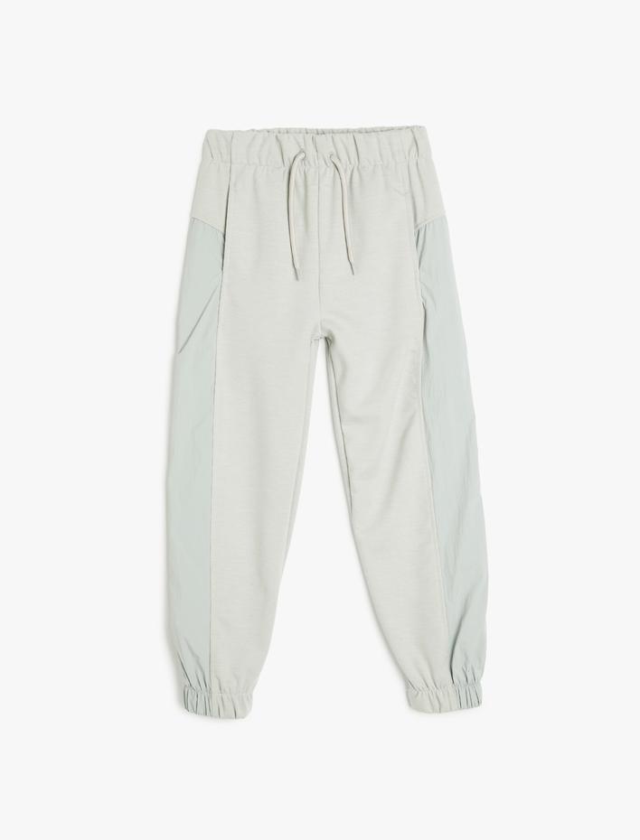 Kız Çocuk Beli Bağcıklı Paraşüt Kumaş Detaylı Jogger Eşofman Altı