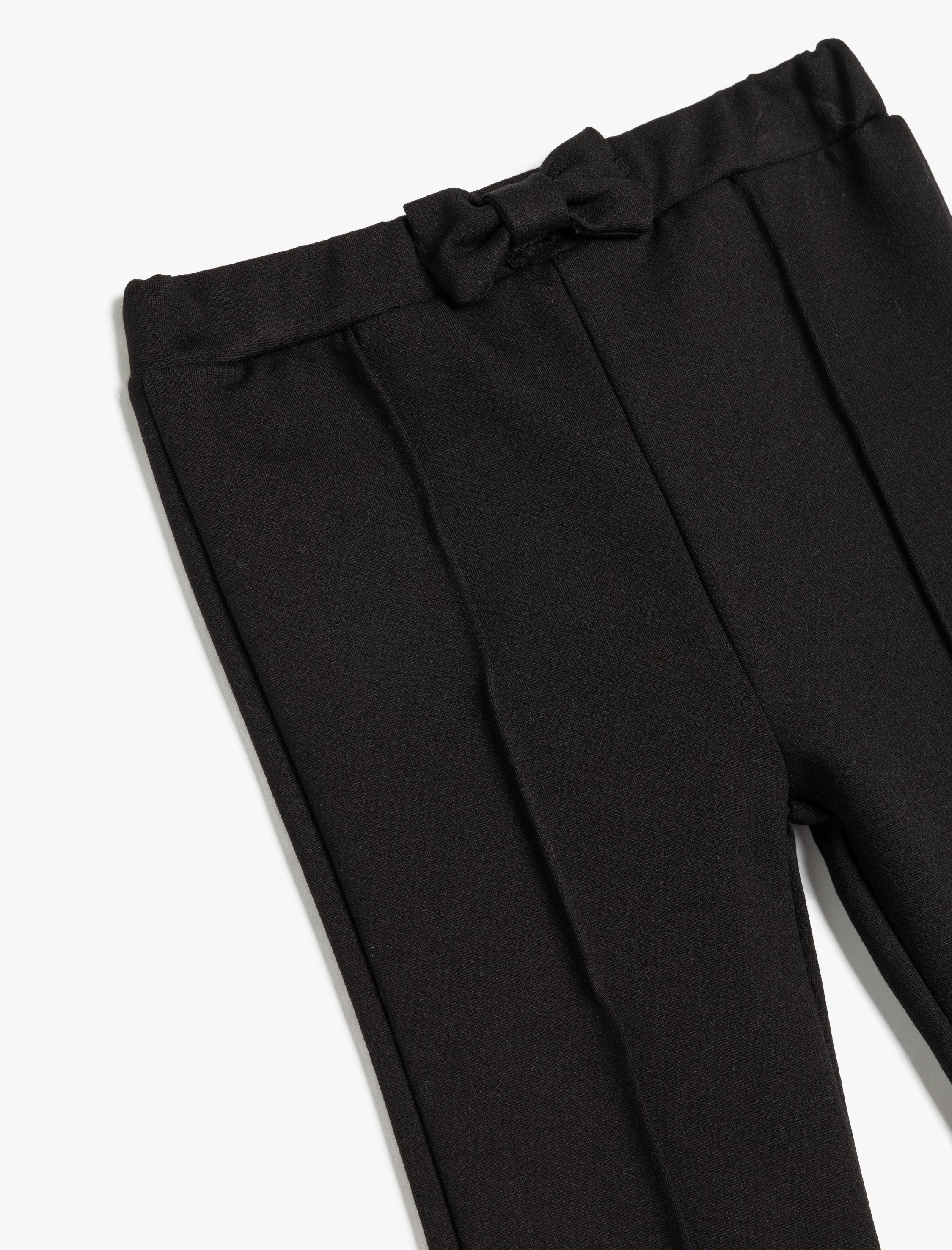  Kız Bebek Beli Lastikli Fiyonk Detaylı Viskon İspanyol Paça Tayt