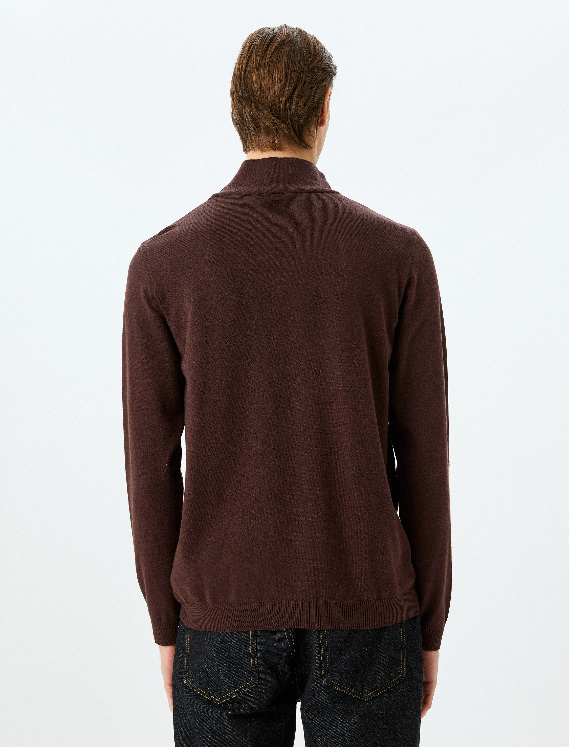   Boğazlı Triko Kazak Basic Uzun Kollu Viskon Karışımlı