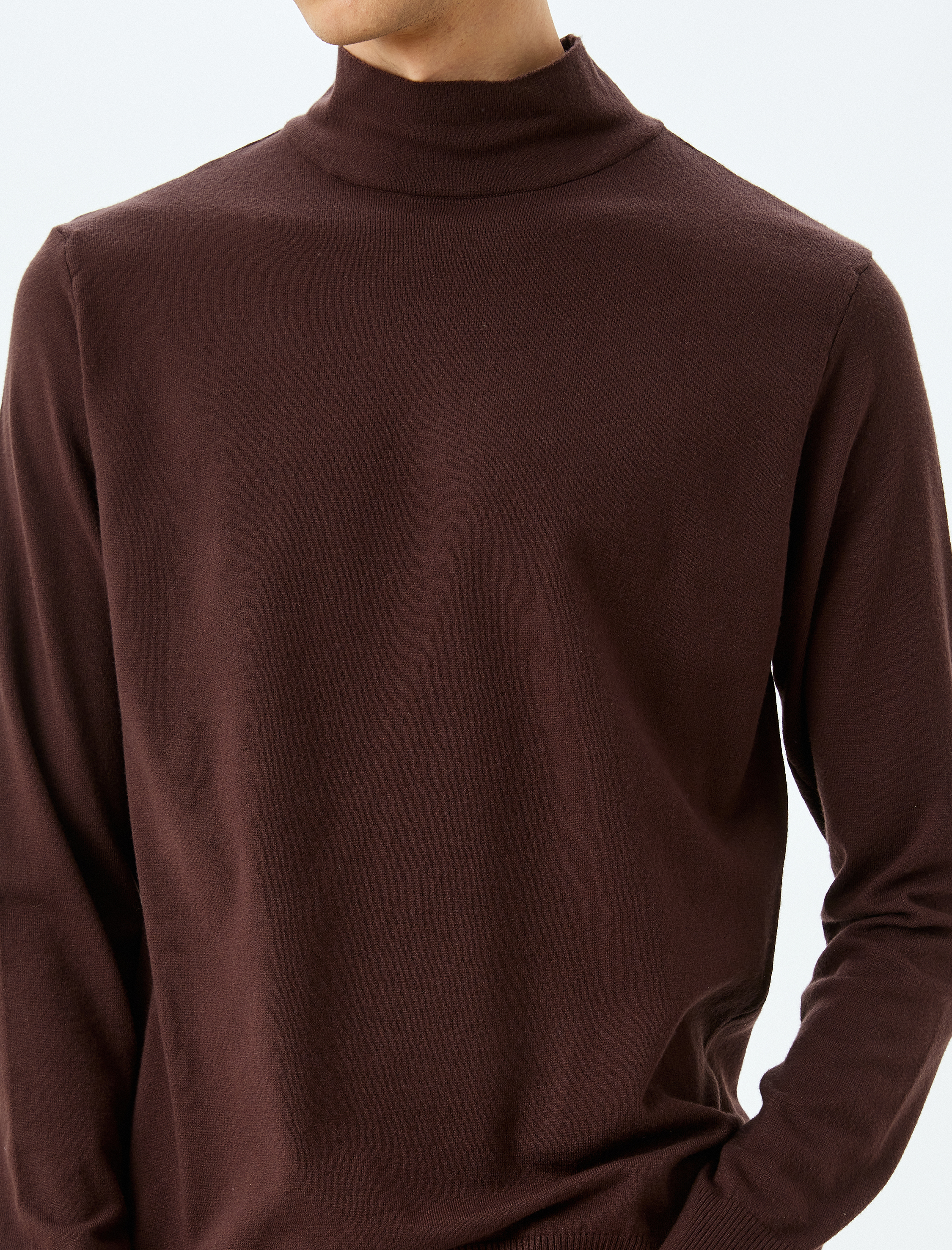   Boğazlı Triko Kazak Basic Uzun Kollu Viskon Karışımlı