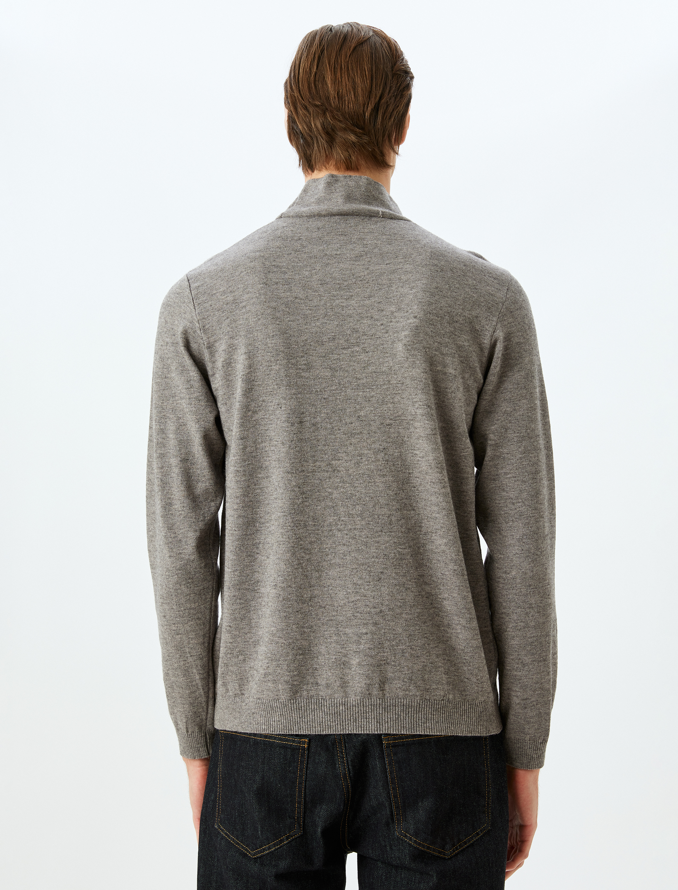   Boğazlı Triko Kazak Basic Uzun Kollu Viskon Karışımlı