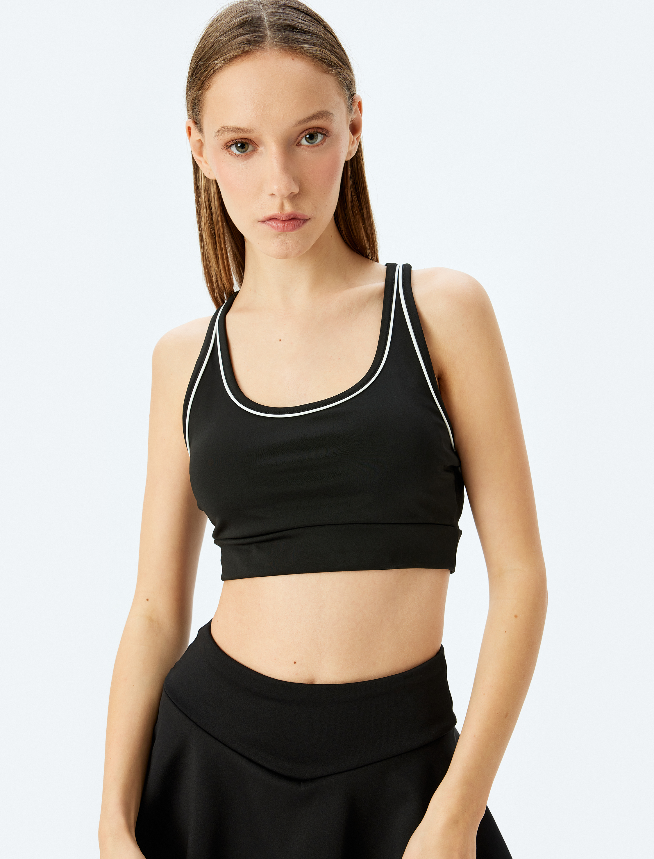 U Yaka Biyeli Kaplı Spor Sütyeni