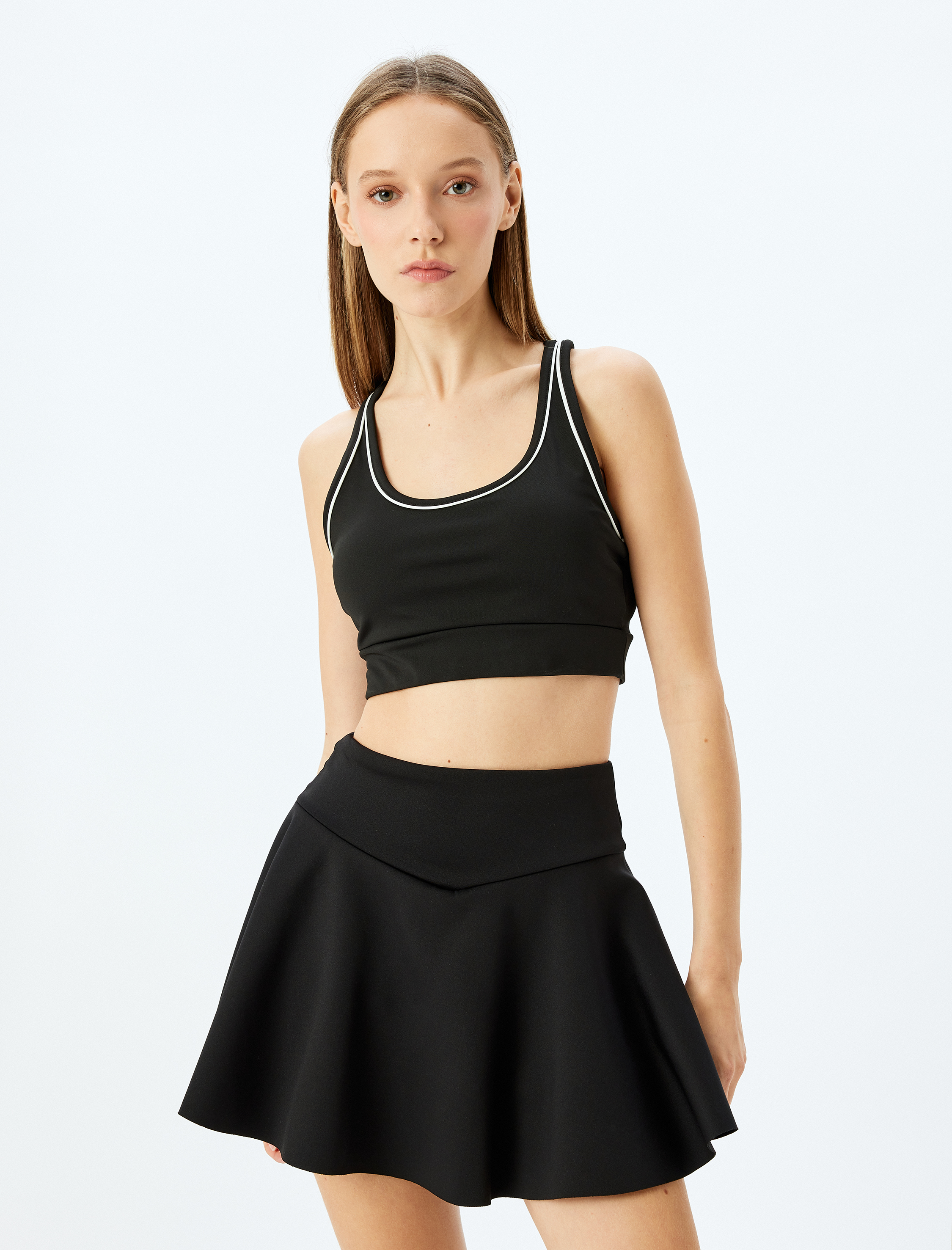 U Yaka Biyeli Kaplı Spor Sütyeni