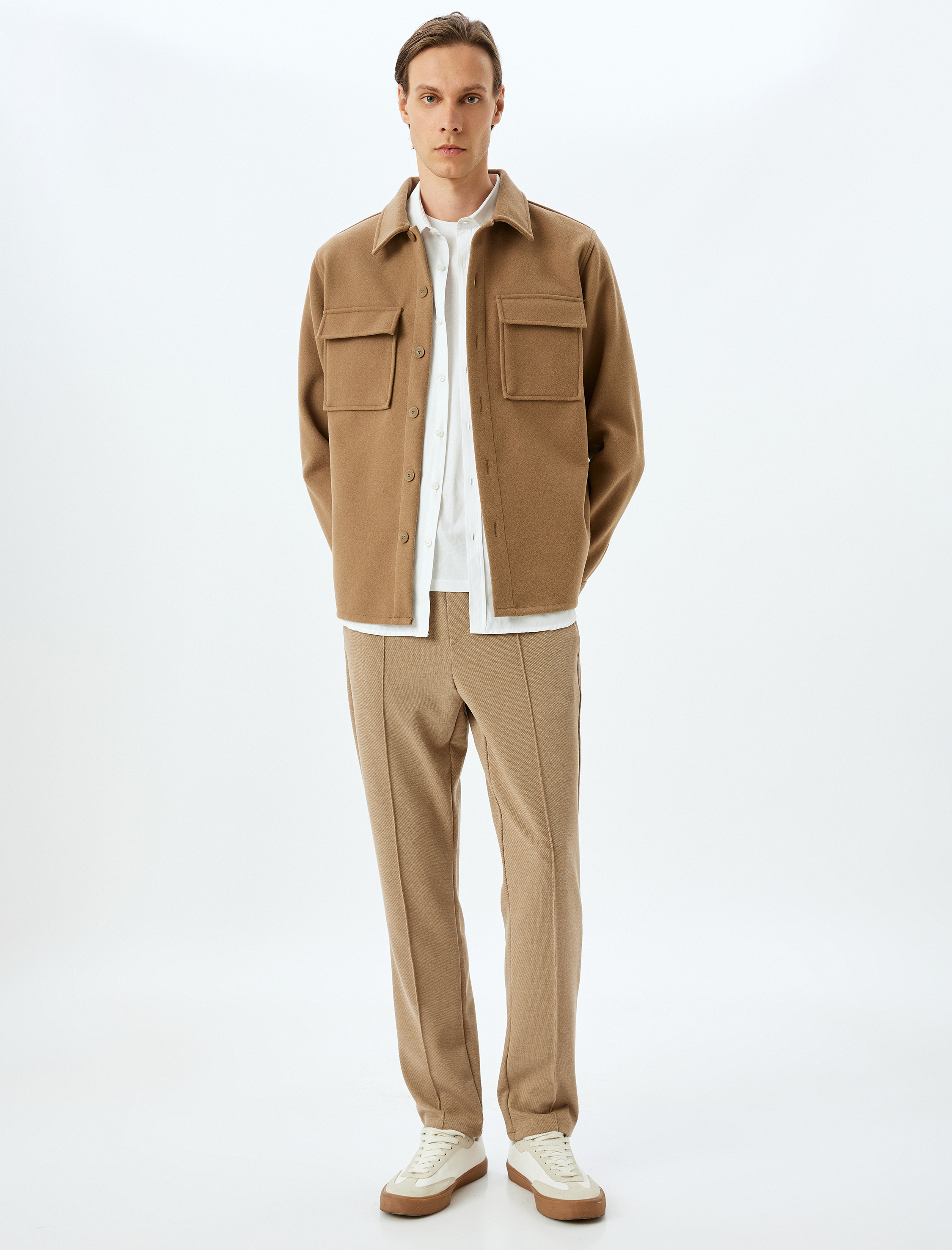 Beli Bağcıklı Viskon Karışımlı Cepli Dikiş Detaylı Chino Eşofman Pantolon