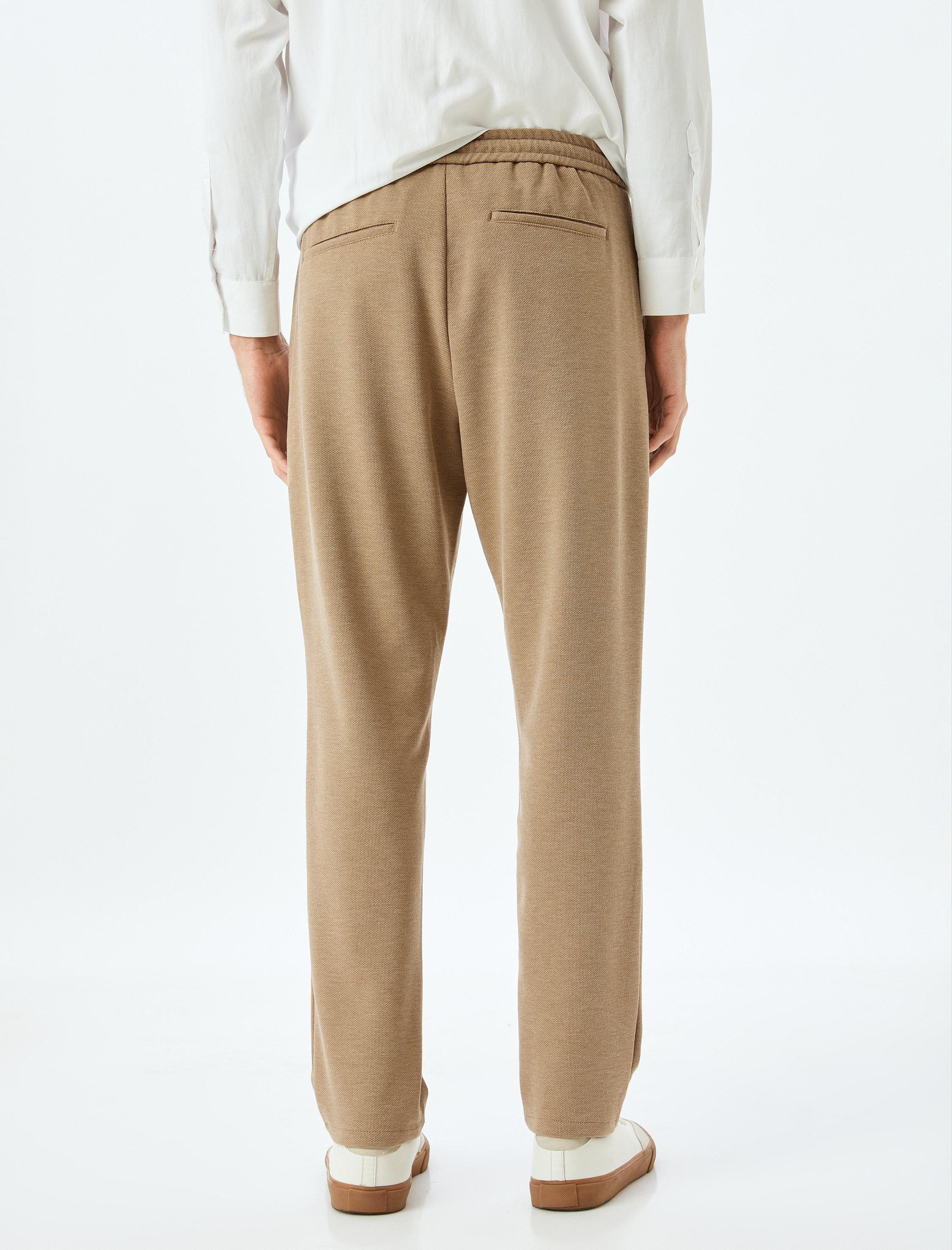 Beli Bağcıklı Viskon Karışımlı Cepli Dikiş Detaylı Chino Eşofman Pantolon