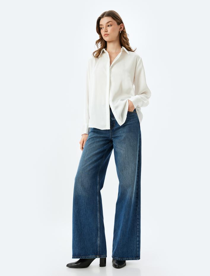  Uzun Kollu Klasik Yaka Saten Gömlek