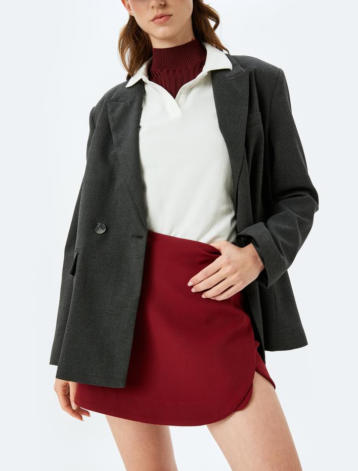  Yüksek Bel Mini Kruvaze Şort Etek