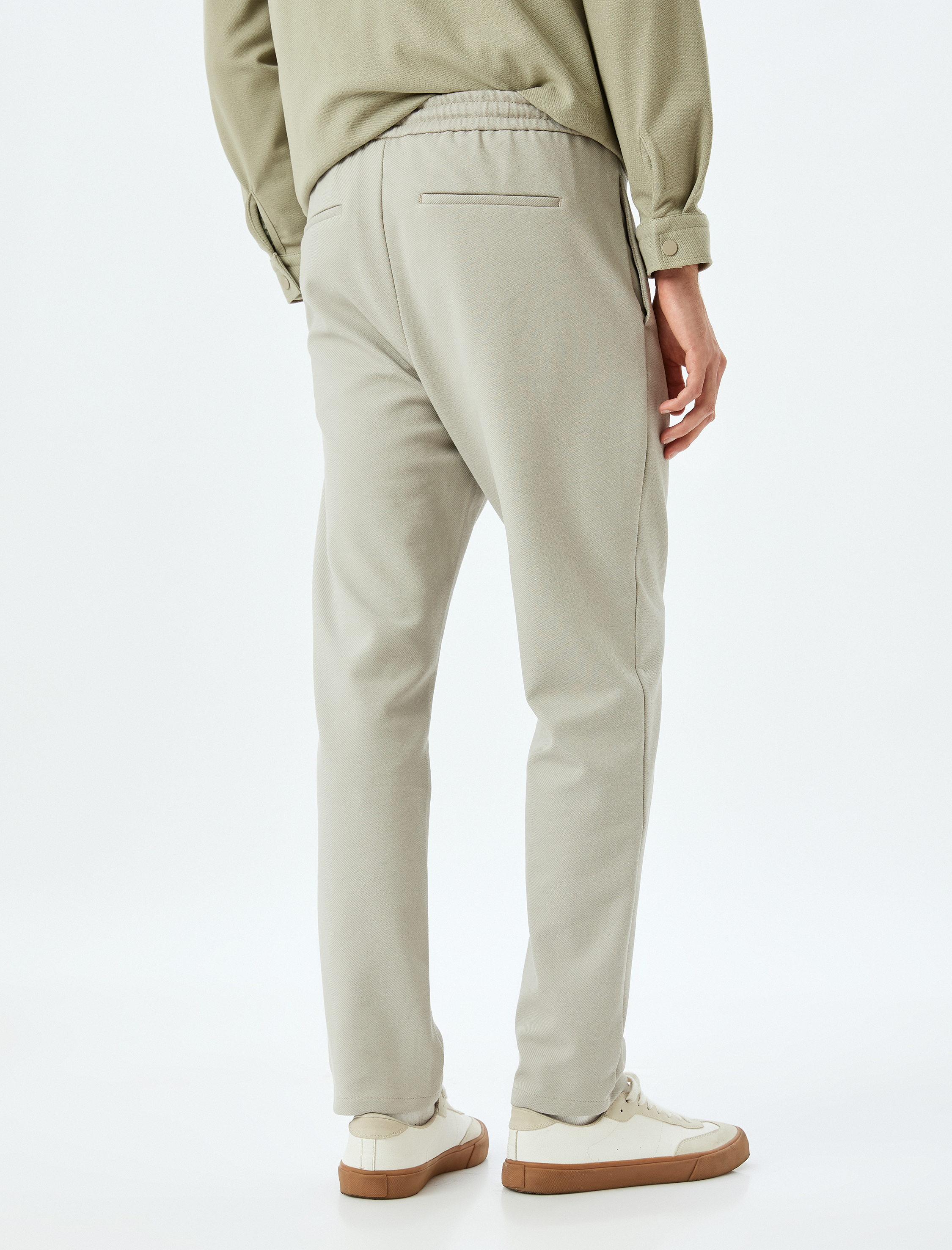   Beli Bağcıklı Cepli Pamuk Karışımlı Slim Fit Eşofman Pantolon