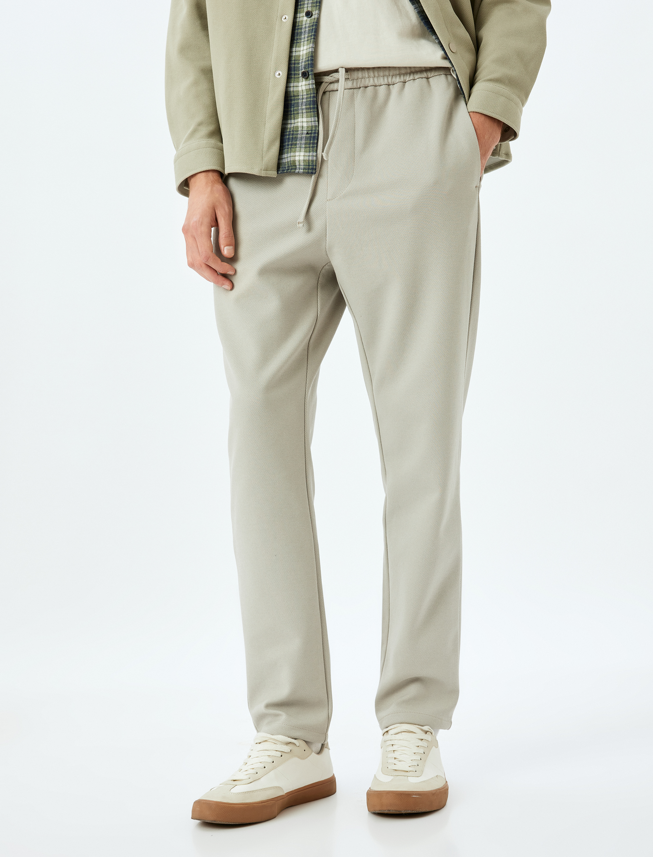   Beli Bağcıklı Cepli Pamuk Karışımlı Slim Fit Eşofman Pantolon