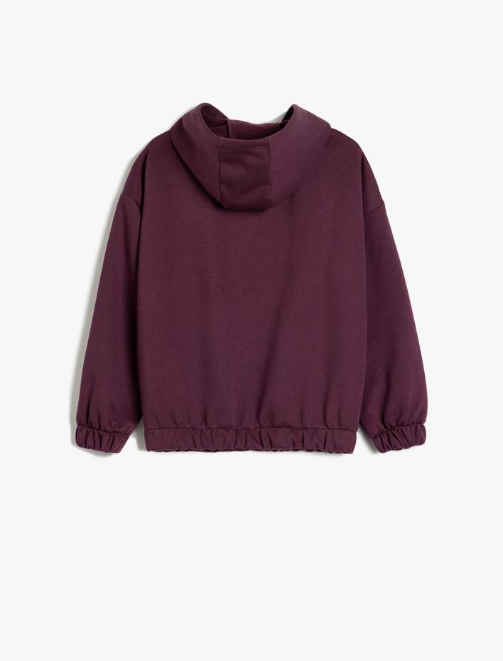 Kız Çocuk Kapşonlu Sweatshirt Hayvanlar Baskı Detaylı Uzun Kollu Şardonlu