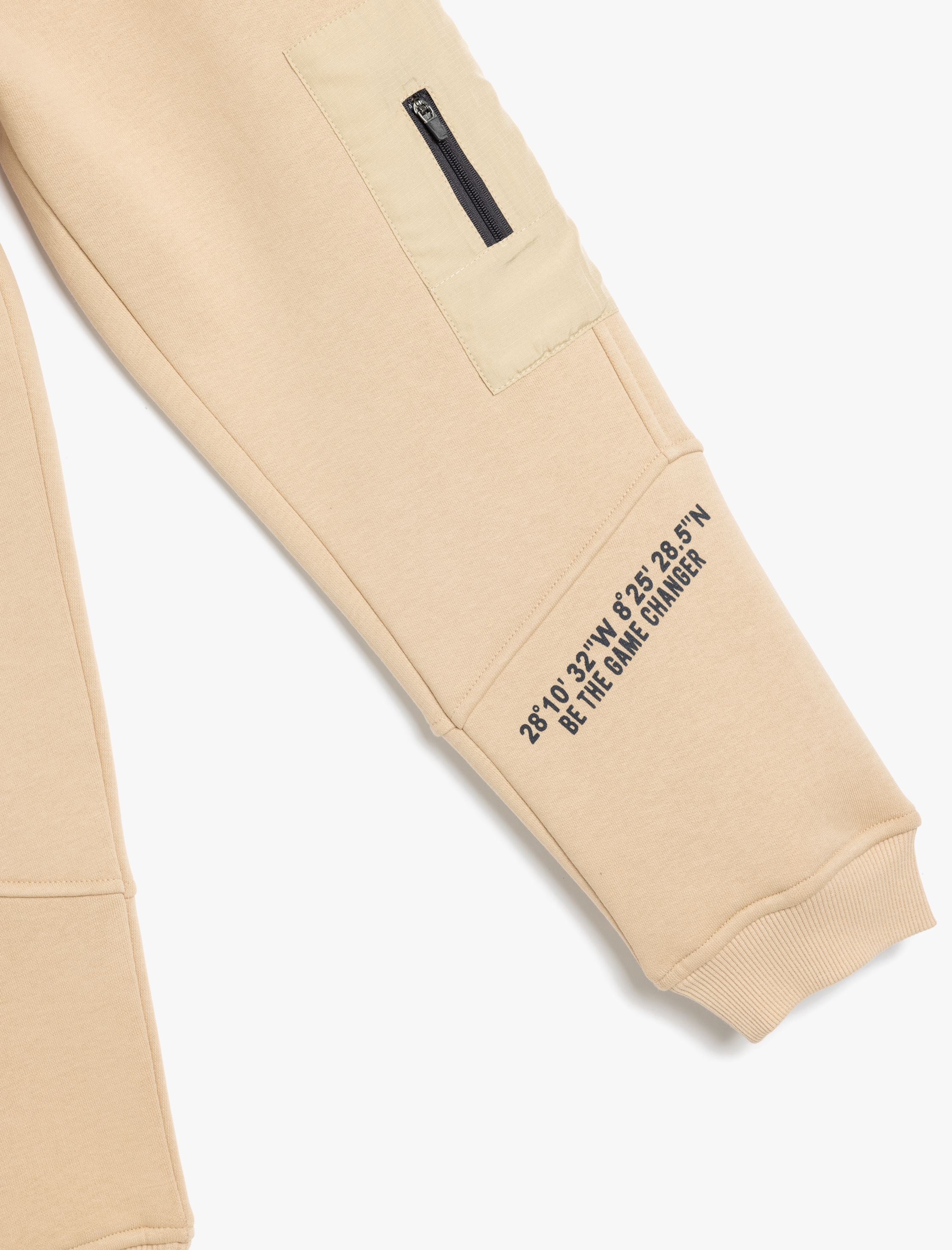  Erkek Çocuk Slogan Baskılı Fermuarlı Cep Detaylı Pamuklu Şardonlu Jogger Eşofman Altı