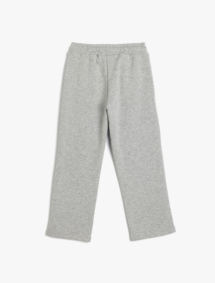 Erkek Çocuk Eşofman Altı Baskı Detaylı Beli Bağlamalı Rahat Kesim Şardonlu