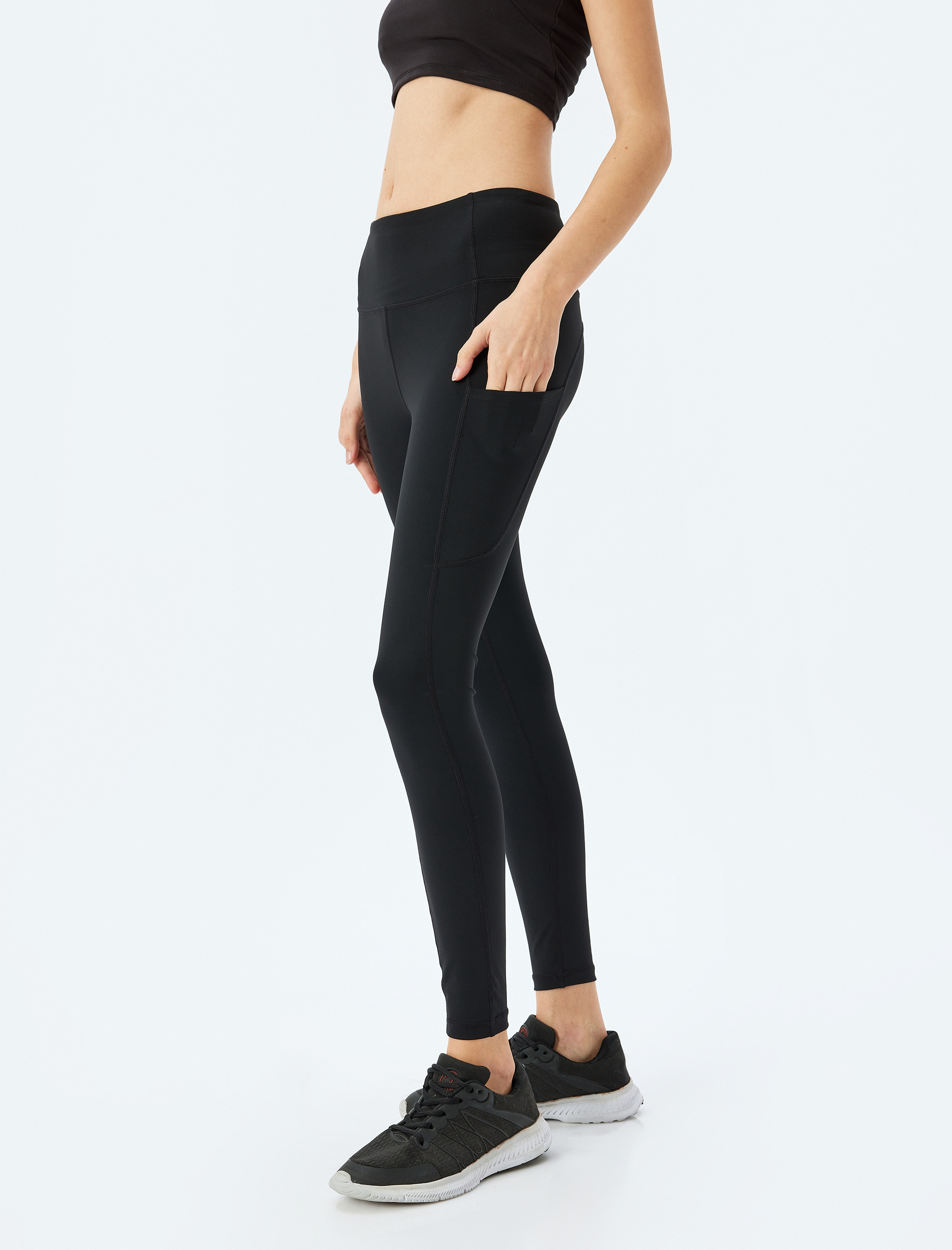   Yüksek Bel Dar Kalıp Cep Detaylı Spor Tayt