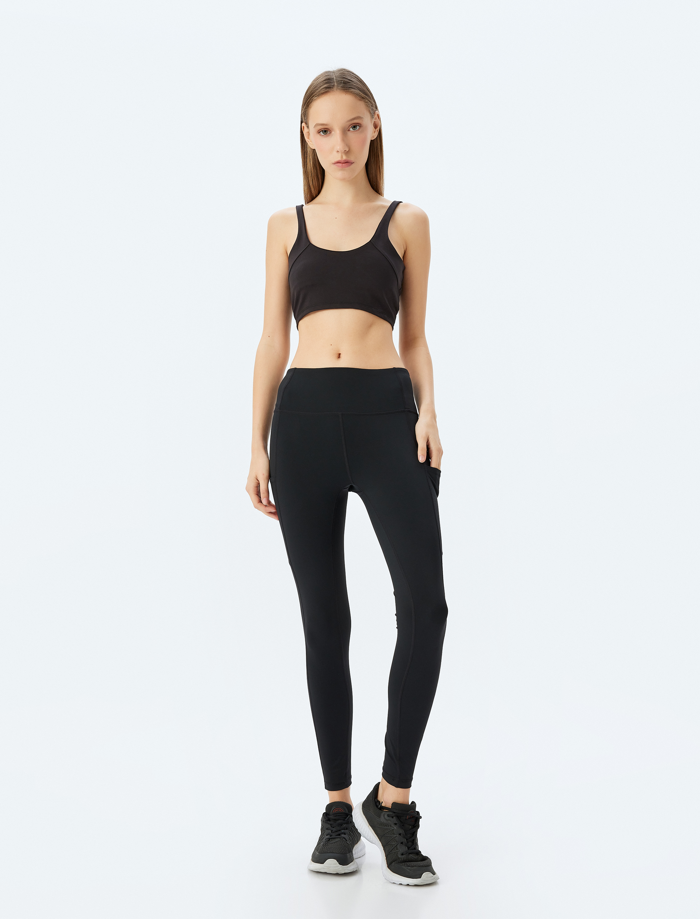   Yüksek Bel Dar Kalıp Cep Detaylı Spor Tayt