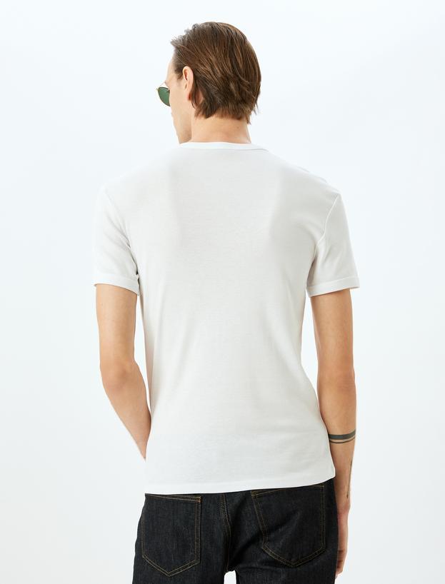 Kısa Kollu Bisiklet Yaka Pamuklu Slim Fit Tişört_3