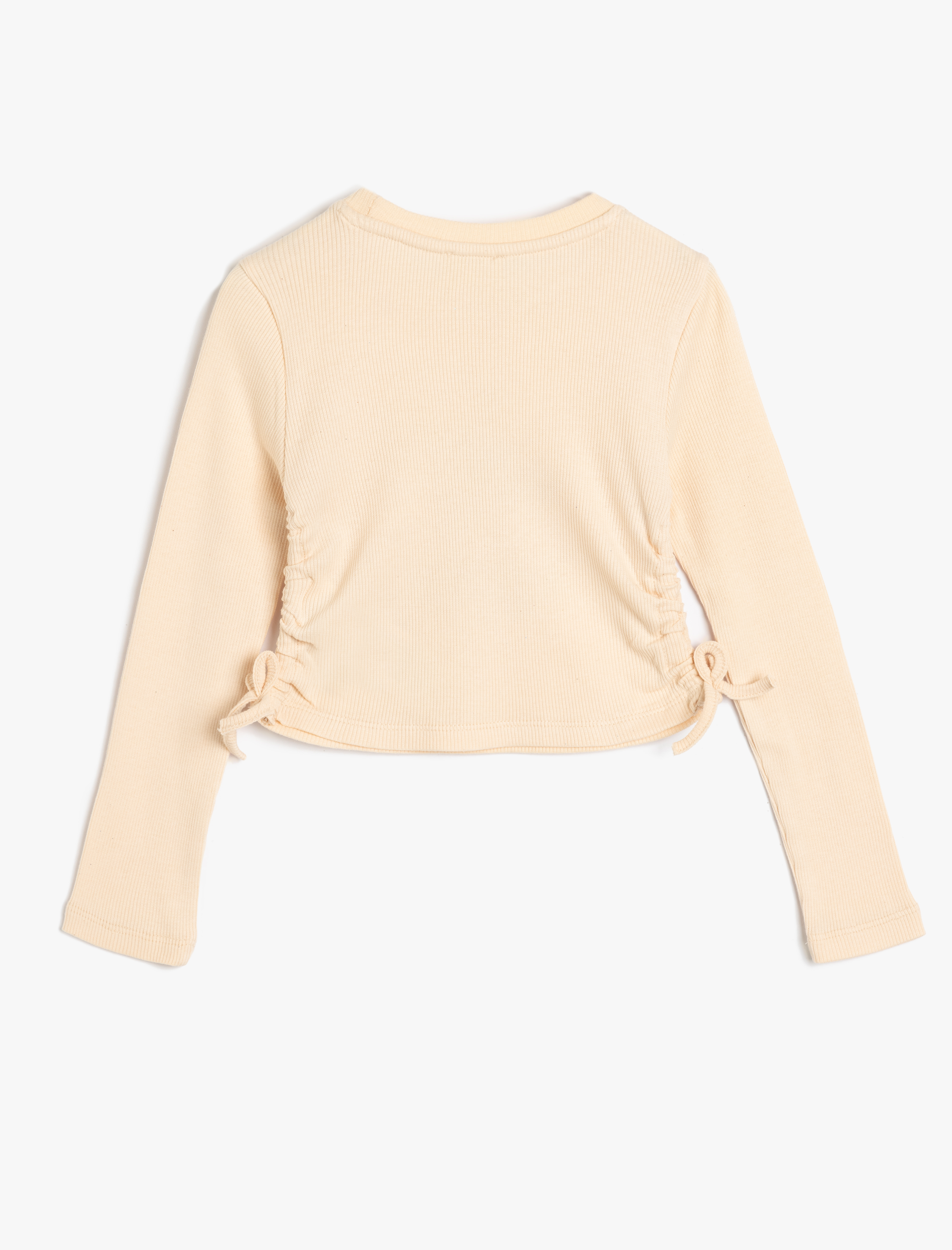  Kız Çocuk Pamuklu Yanları Büzgülü Kovboy Baskılı Uzun Kollu Tişört