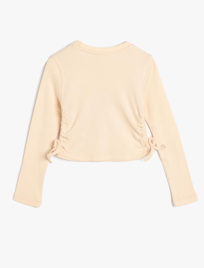 Kız Çocuk Pamuklu Yanları Büzgülü Kovboy Baskılı Uzun Kollu Tişört