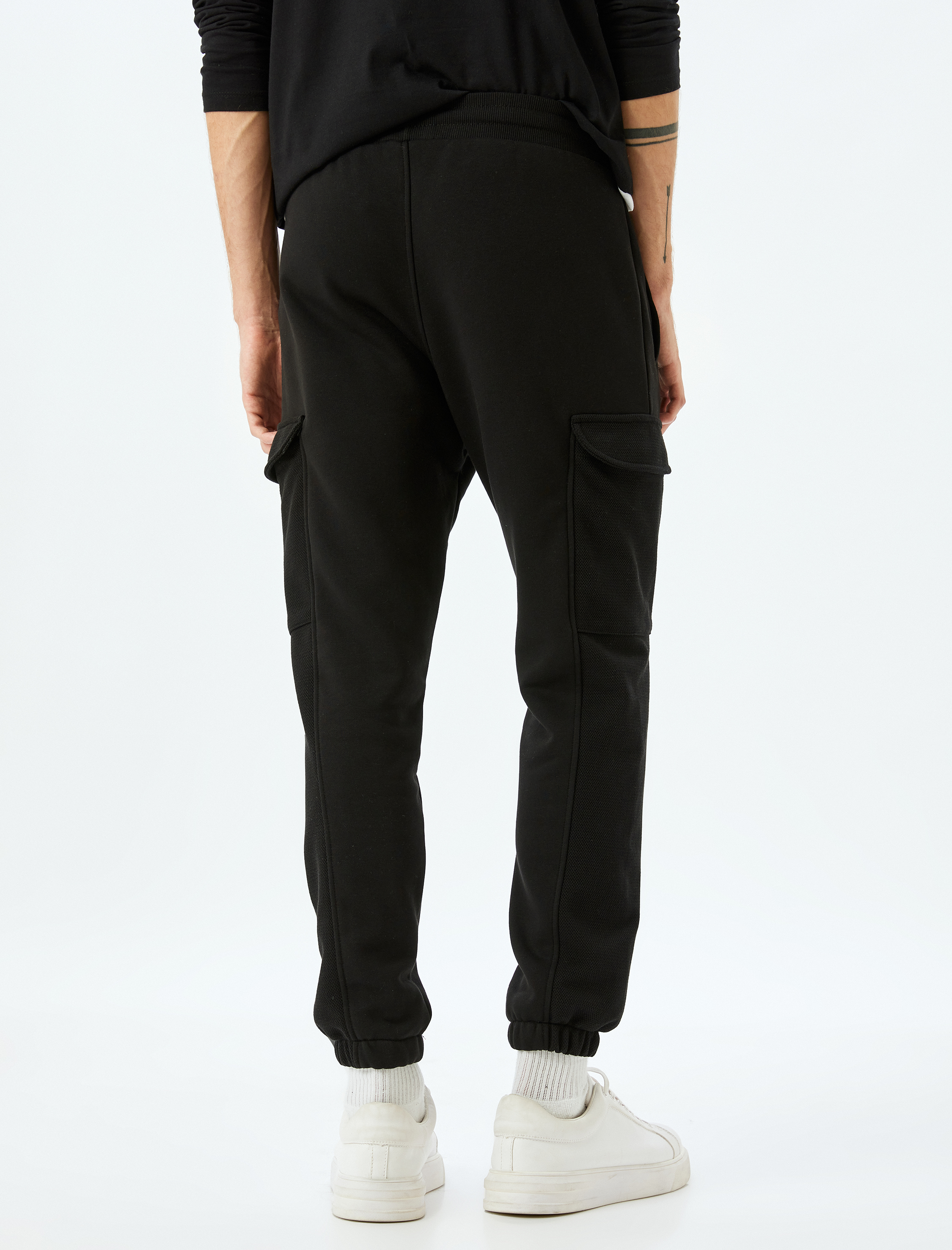   Beli Bağcıklı Pamuk Karışımlı Şardonlu Kargo Cepli Kışlık Eşofman Altı