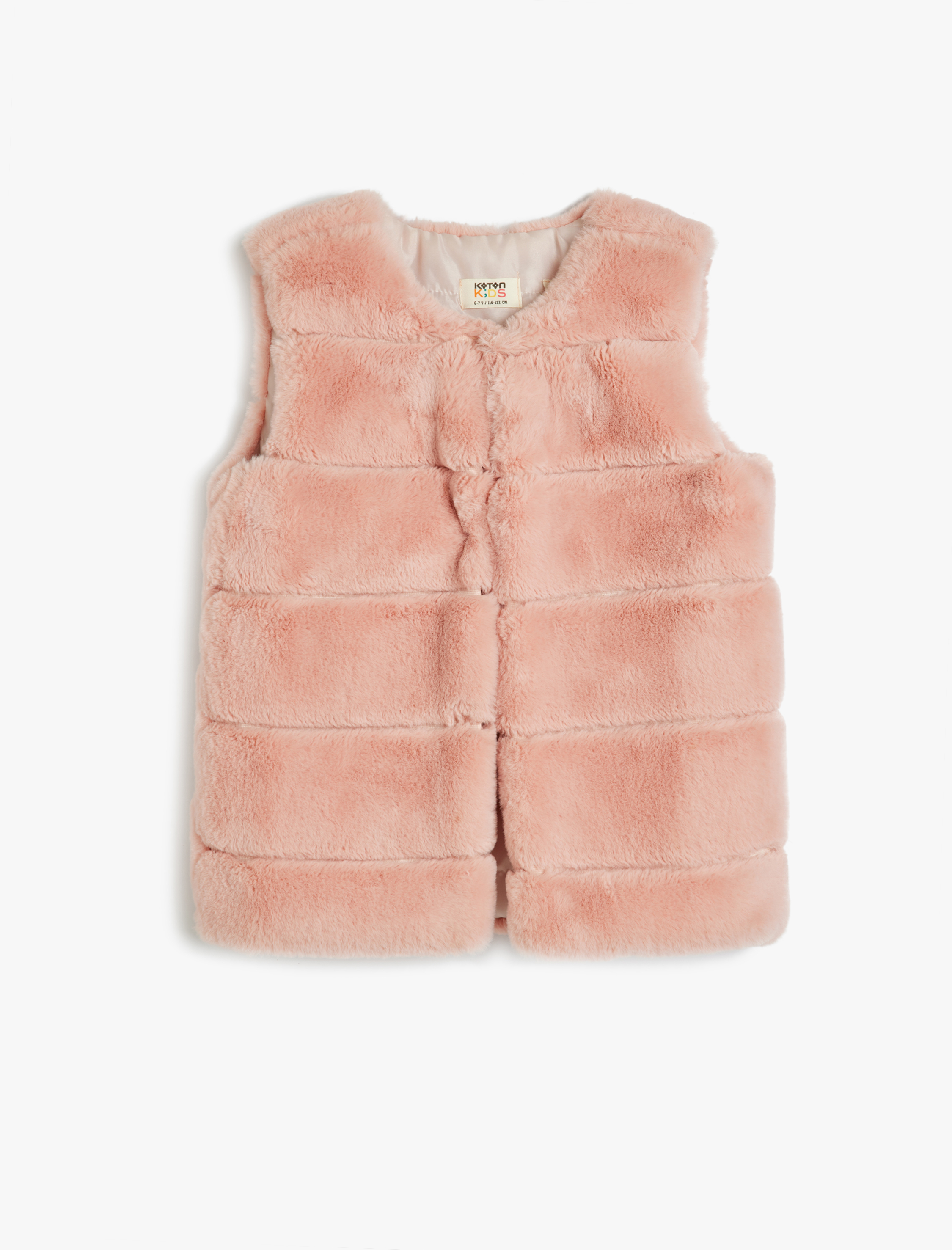 Kız Çocuk Peluş Yelek Yuvarlak Yaka Kolsuz