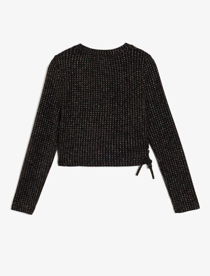 Kız Çocuk Bluz Uzun Kollu Bisiklet Yaka Parlak Detaylı