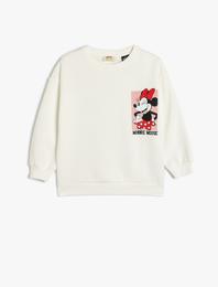 Minnie Mouse Sweatshirt Lisanslı Uzun Kollu Bisiklet Yaka