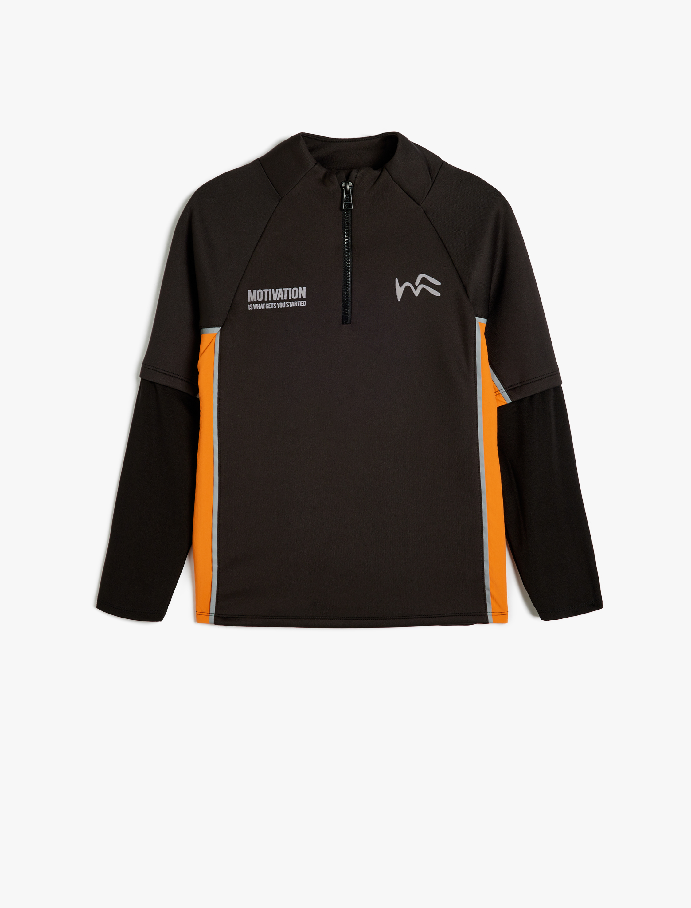  Erkek Çocuk Sweatshirt Dik Yaka Yarım Fermuarlı Uzun Kollu İşleme Detaylı