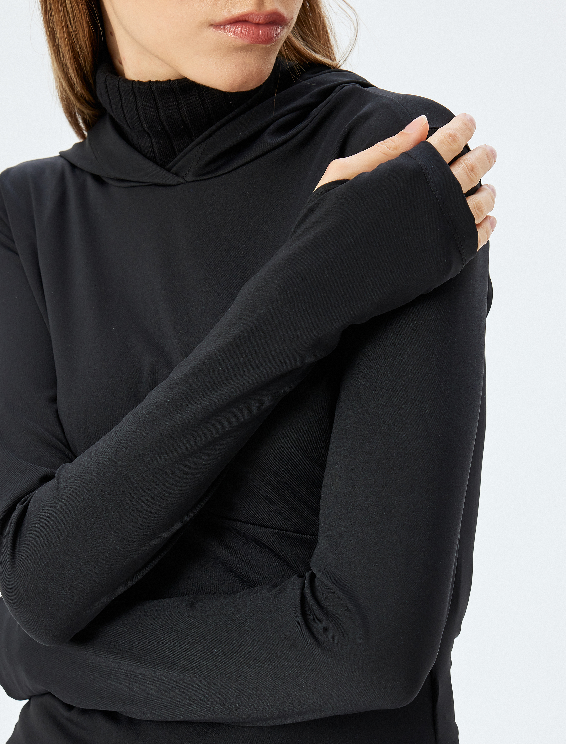   Slim Fit Kapüşonlu Dikiş Detaylı Spor Sweatshirt