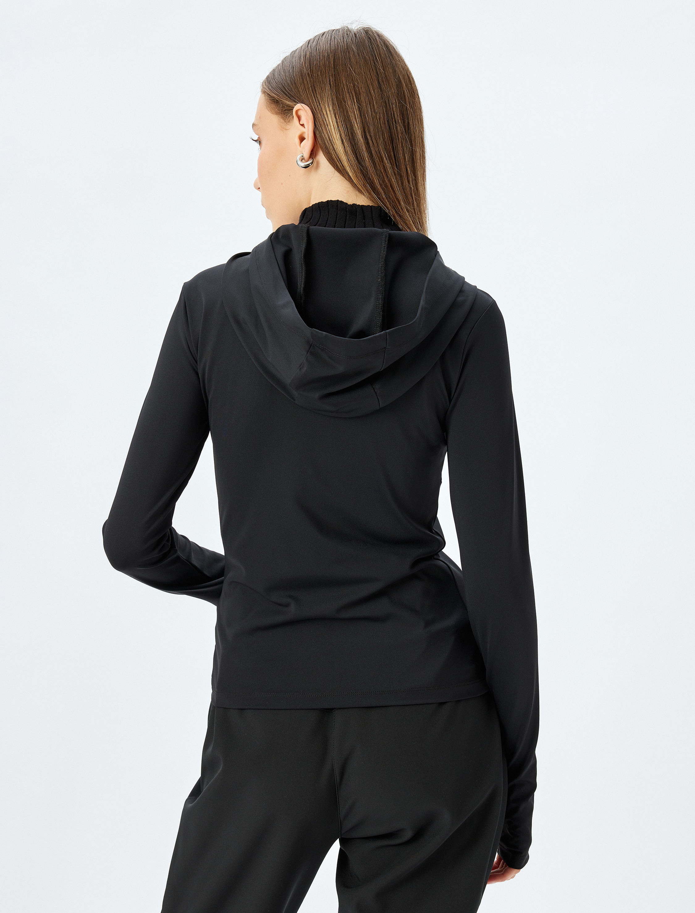   Slim Fit Kapüşonlu Dikiş Detaylı Spor Sweatshirt