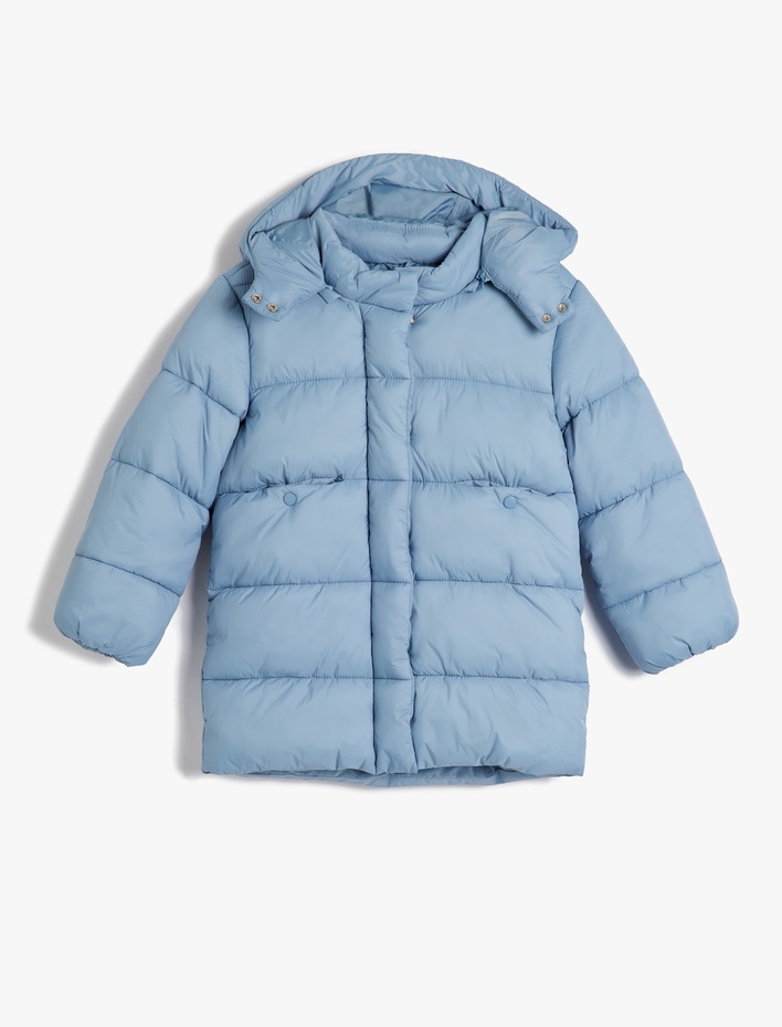 Kız Çocuk Kapşonlu Şişme Mont Fermuar Kapamalı Manşetleri Lastikli