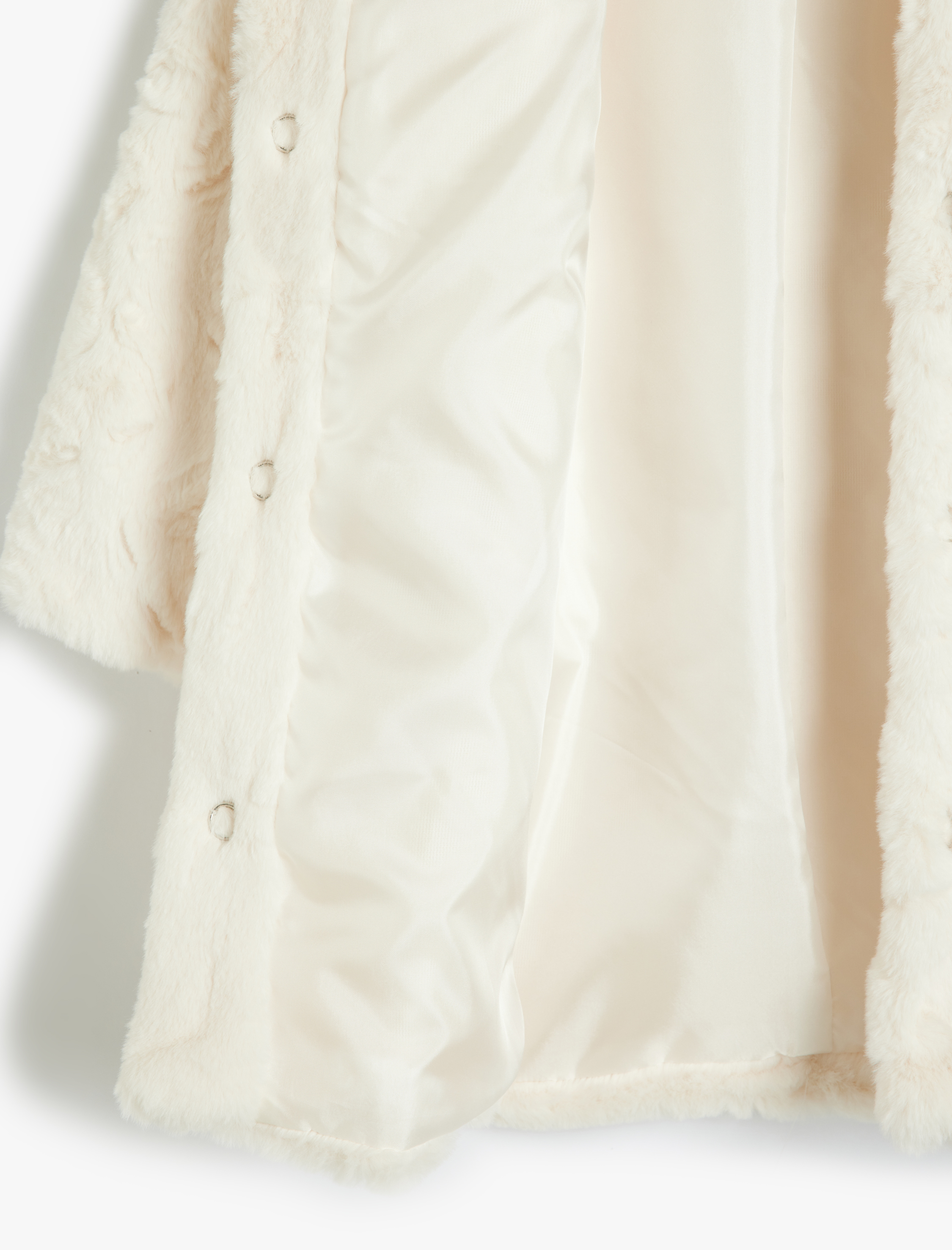  Kız Çocuk Uzun Kollu Cep Detaylı Peluş Mont