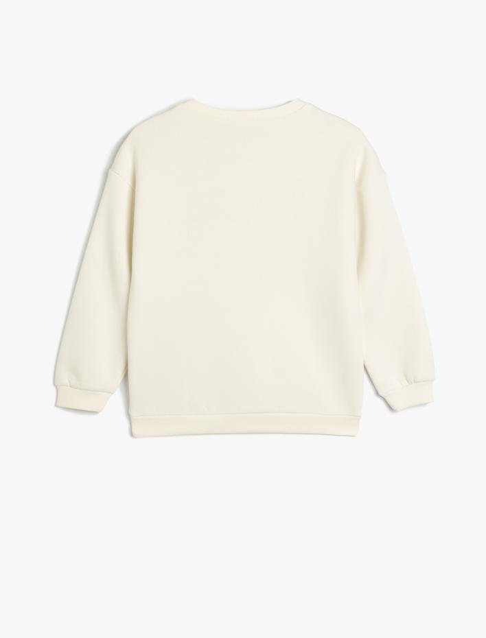 Erkek Çocuk Bisiklet Yaka Kayak Baskılı Şardonlu Pamuklu Sweatshirt