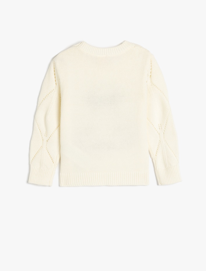 Kız Bebek Triko Kazak Ayıcık Desenli Uzun Kollu Bisiklet Yaka