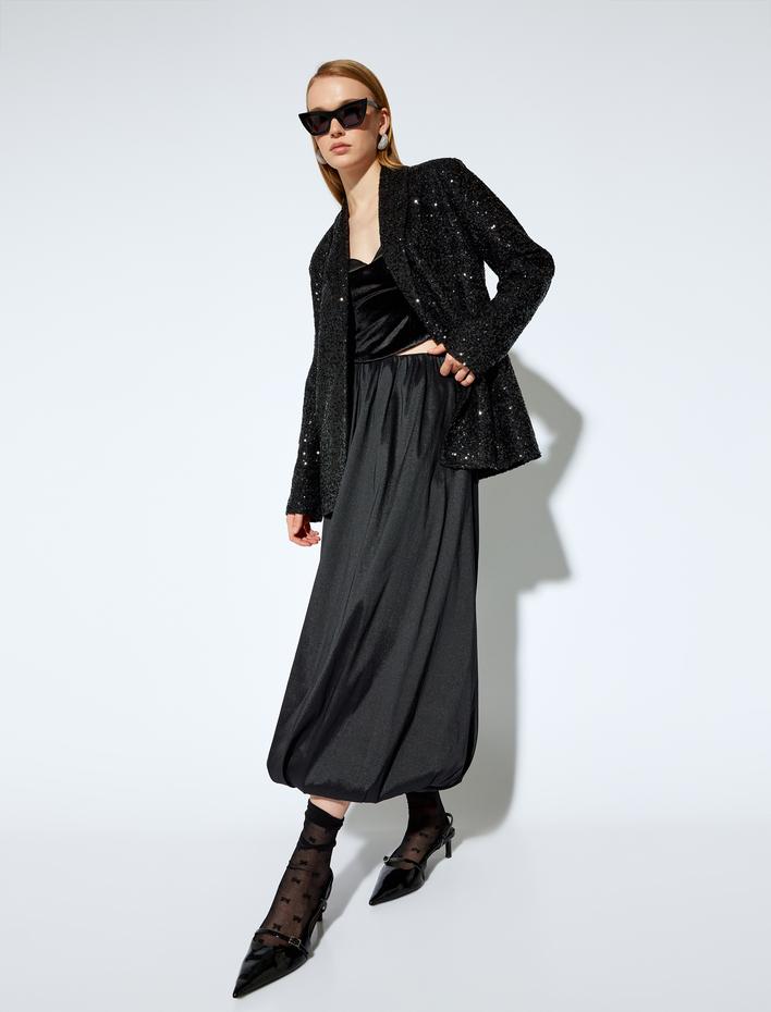  Koton X Melis Ağazat - Pullu Payetli İşlemeli Kruvaze Blazer Ceket