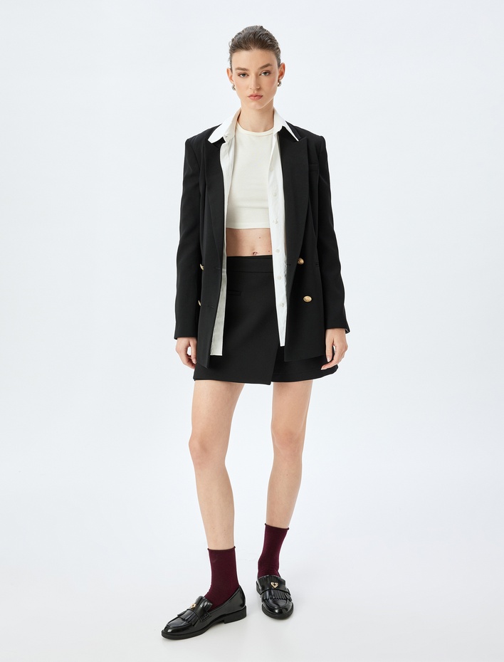  Standart Bel Kruvaze Mini Şort Etek