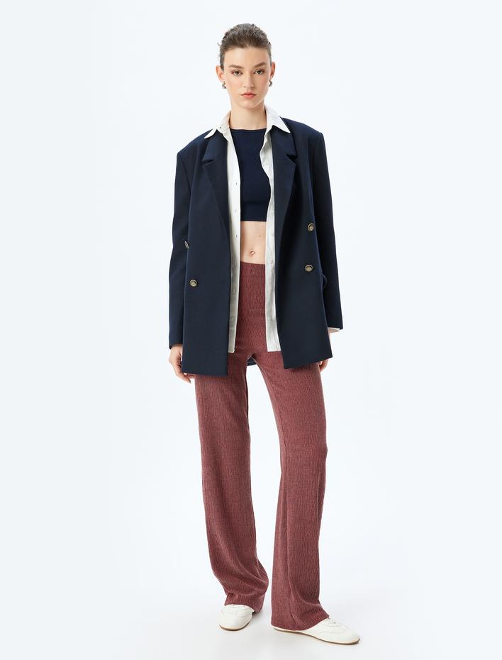  Standart Bel Dokulu Bol Paça Pantolon