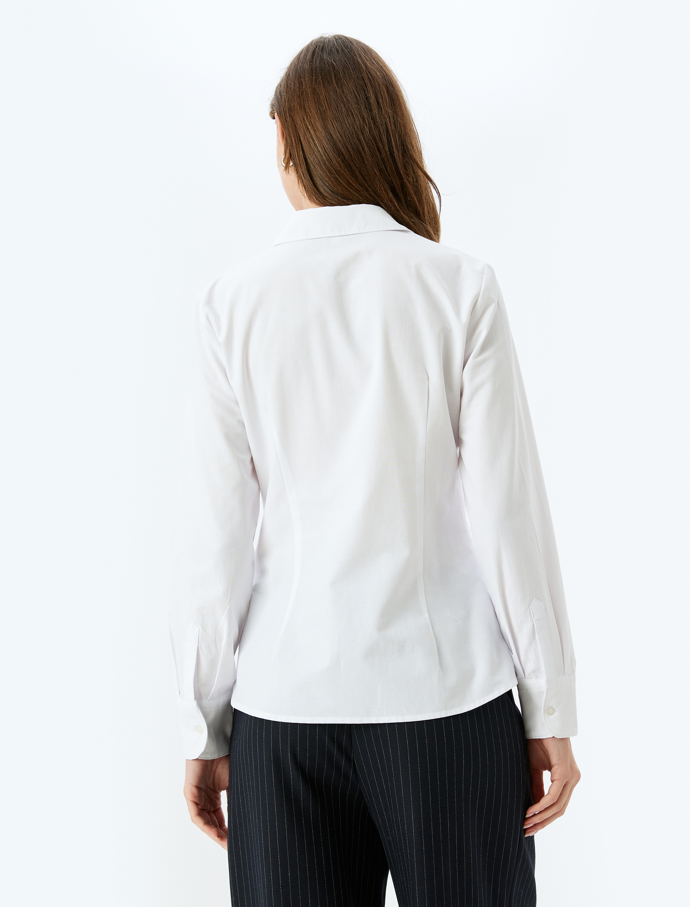 Regular Fit Pamuk Karışımlı Uzun Kollu Klasik Gömlek