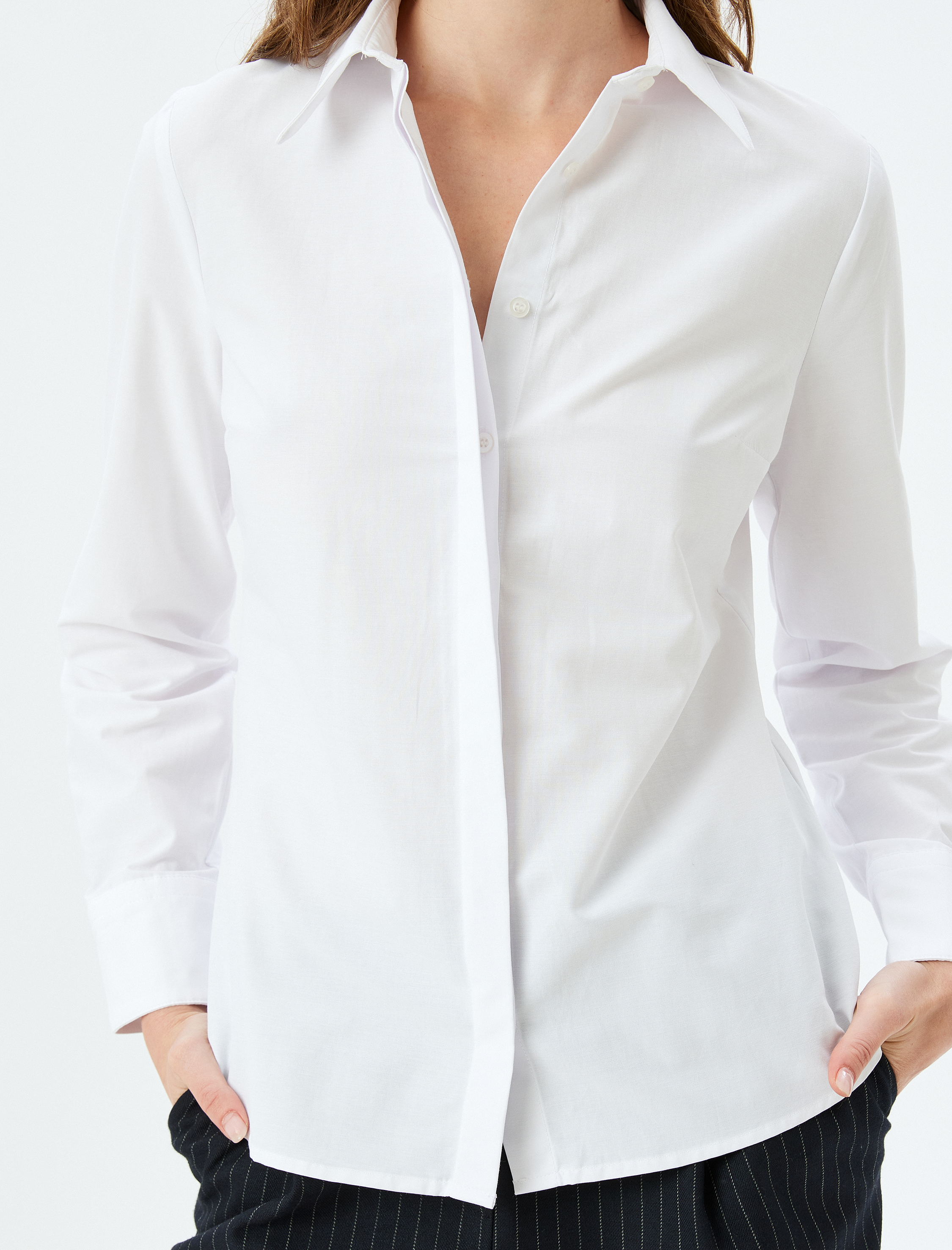 Regular Fit Pamuk Karışımlı Uzun Kollu Klasik Gömlek