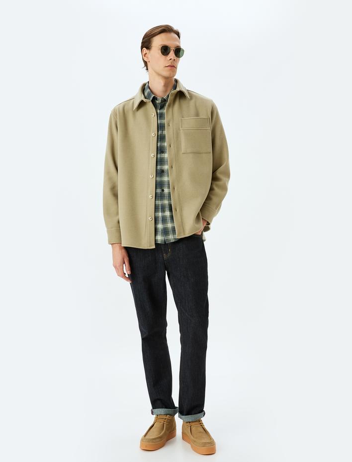  Cep Detaylı Regular Fit Viskon Karışımlı Gömlek Ceket