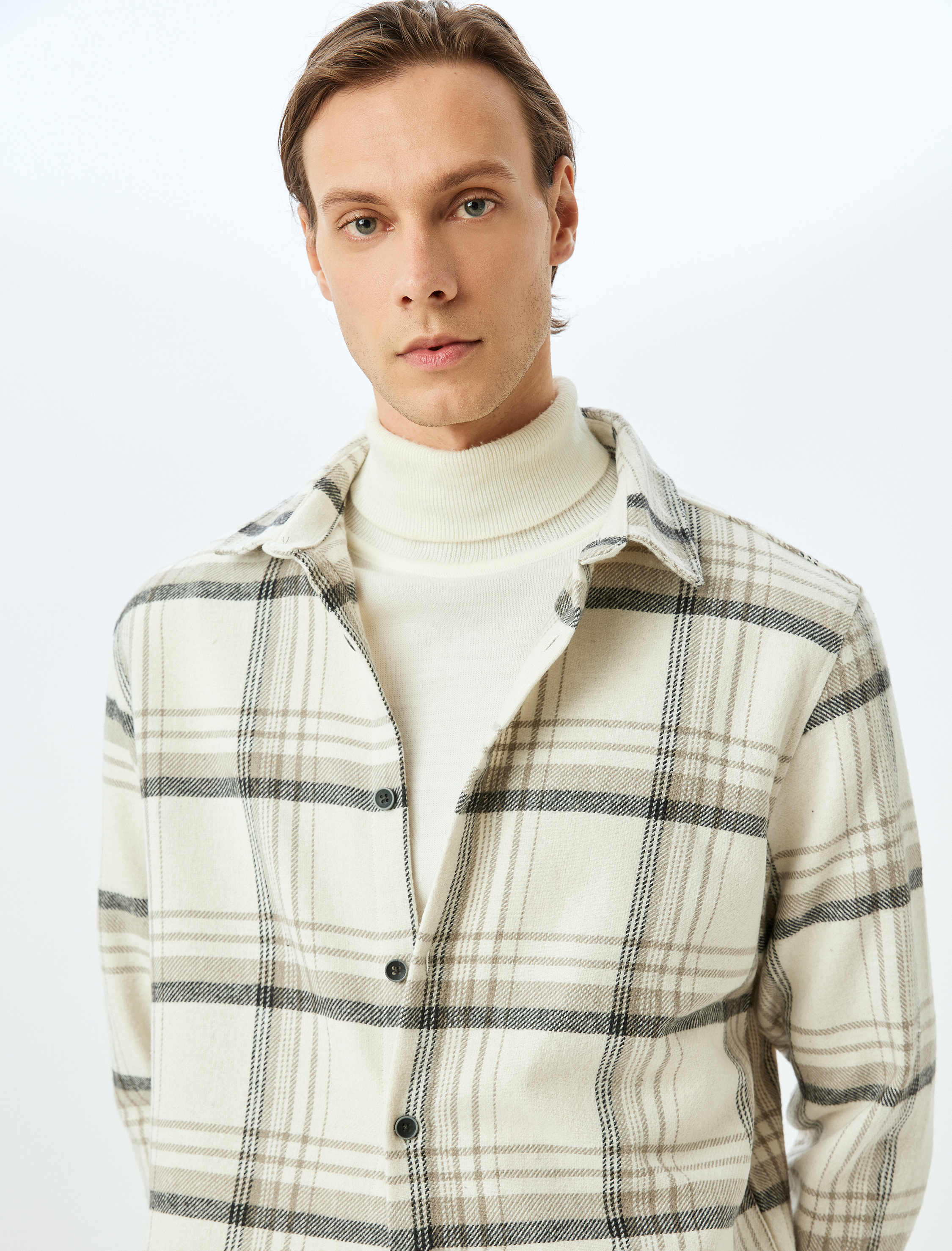   Uzun Kollu Düğmeli Regular Fit Ekose Oduncu Gömleği