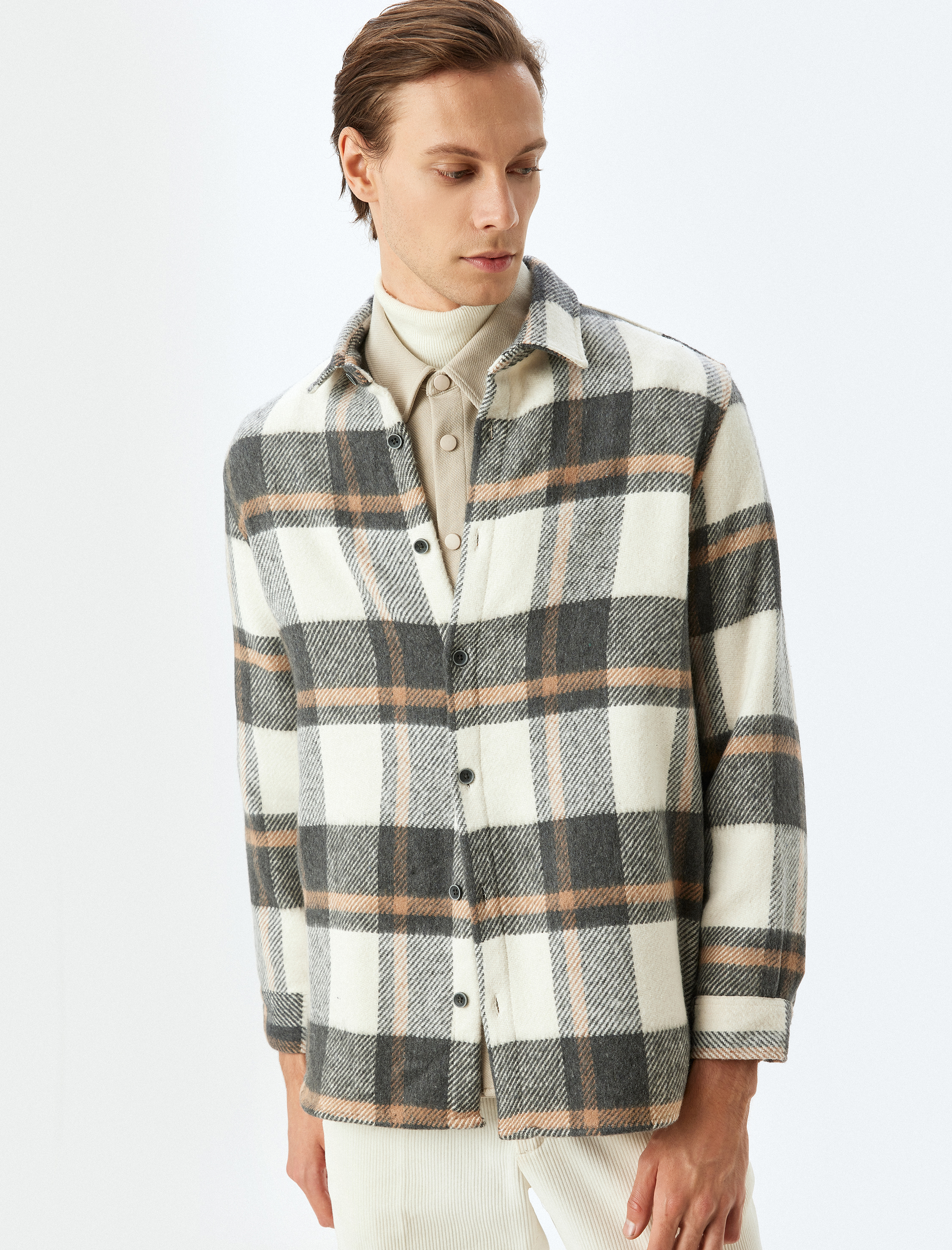 Uzun Kollu Pamuk Karışımlı Regular Fit Ekose Oduncu Gömleği