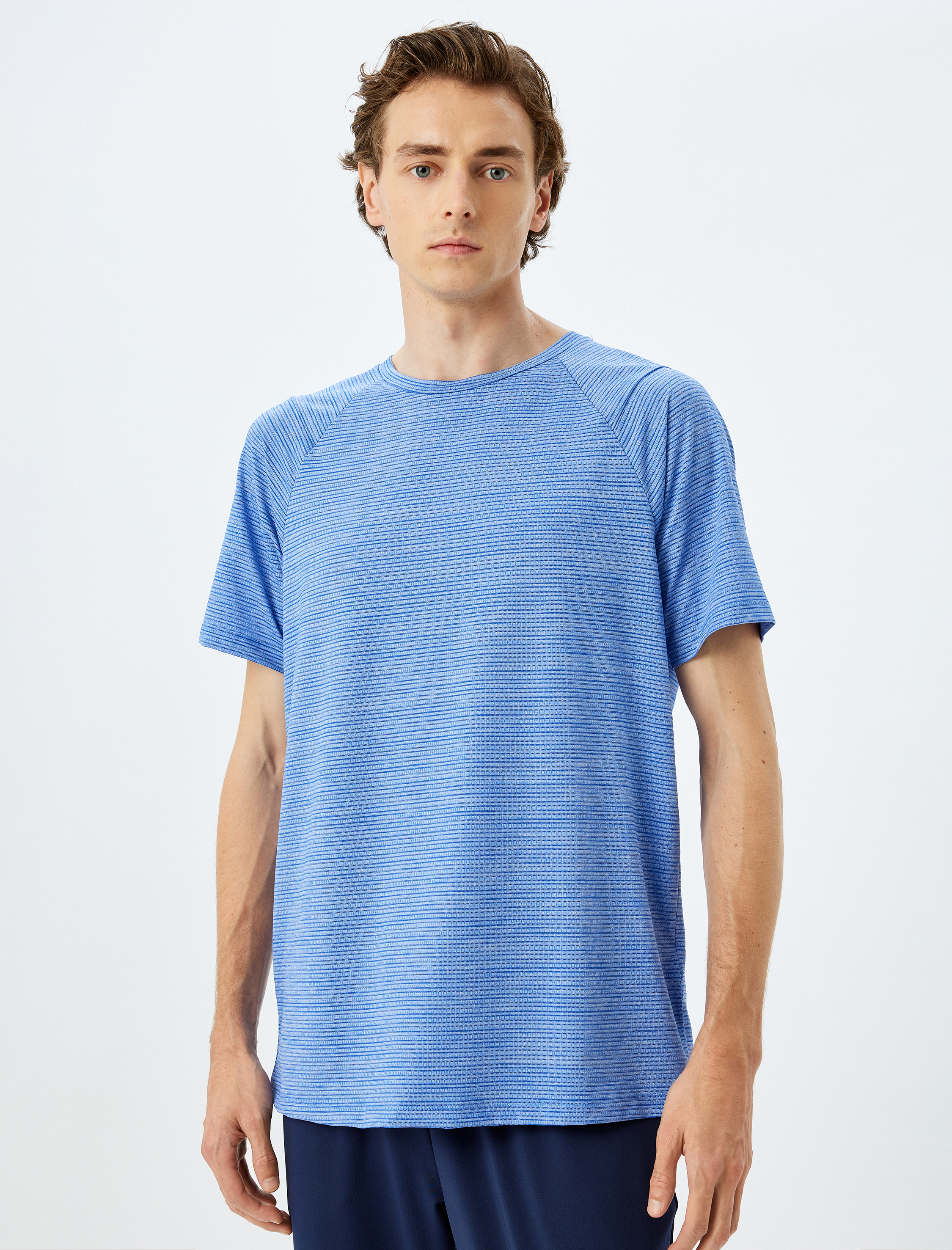   Kısa Kollu Bisiklet Yaka Çizgili Spor Tişört